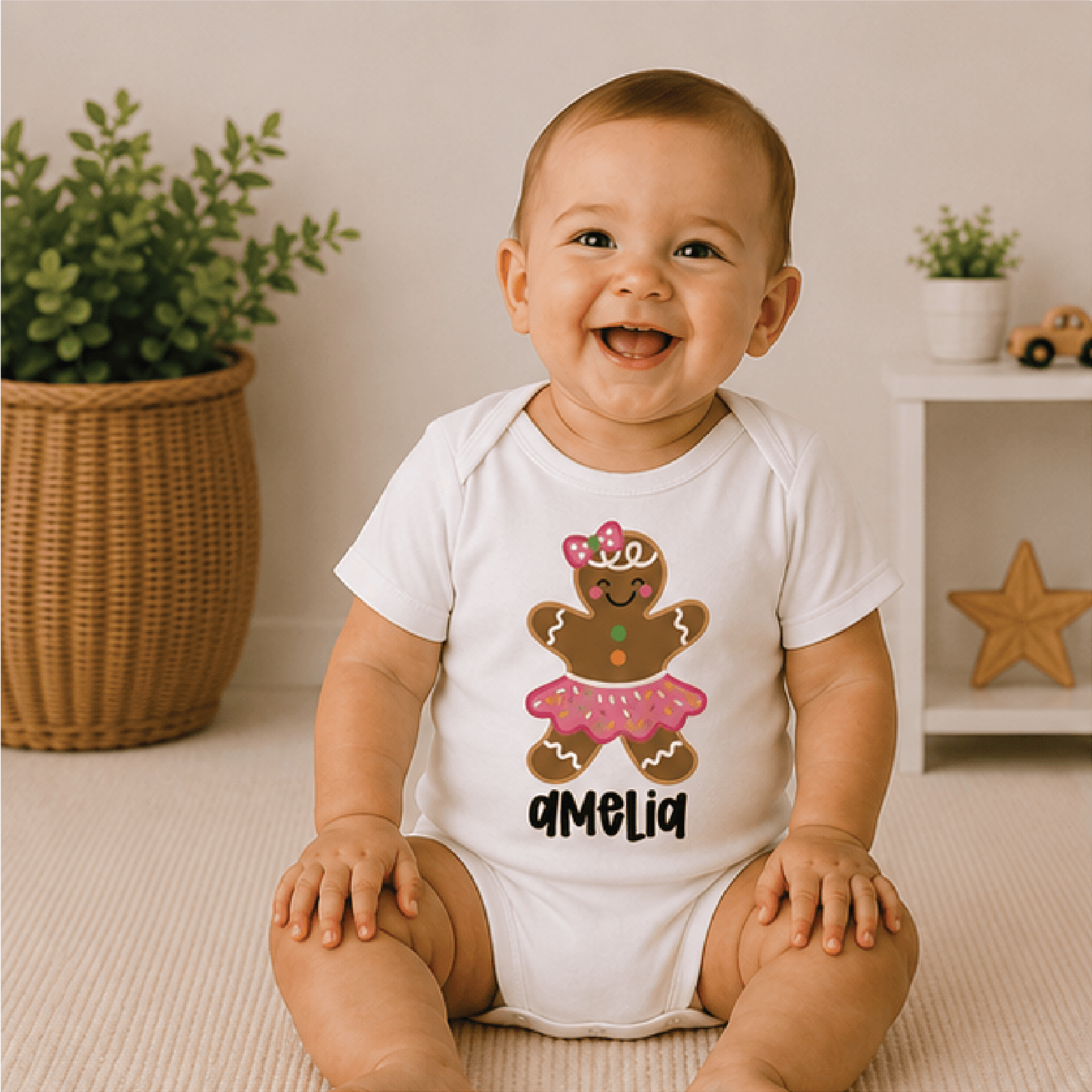 personalized gingerbread girl shirt, custom name christmas toddler tee, cute gingerbread kids shirt, holiday girl gift