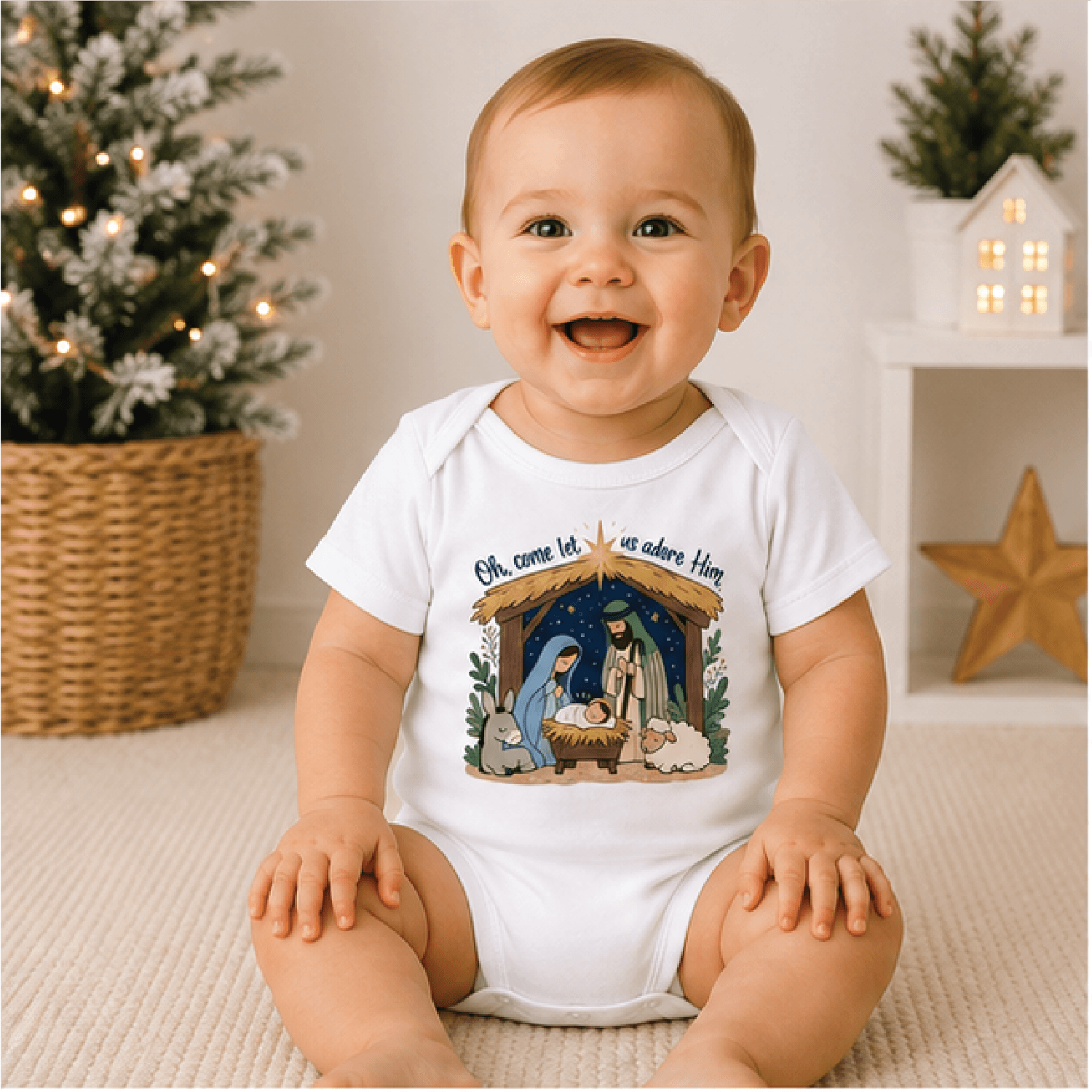 oh come let us adore him kids shirt, nativity christmas toddler tee, christian jesus shirt, faith christmas outfit