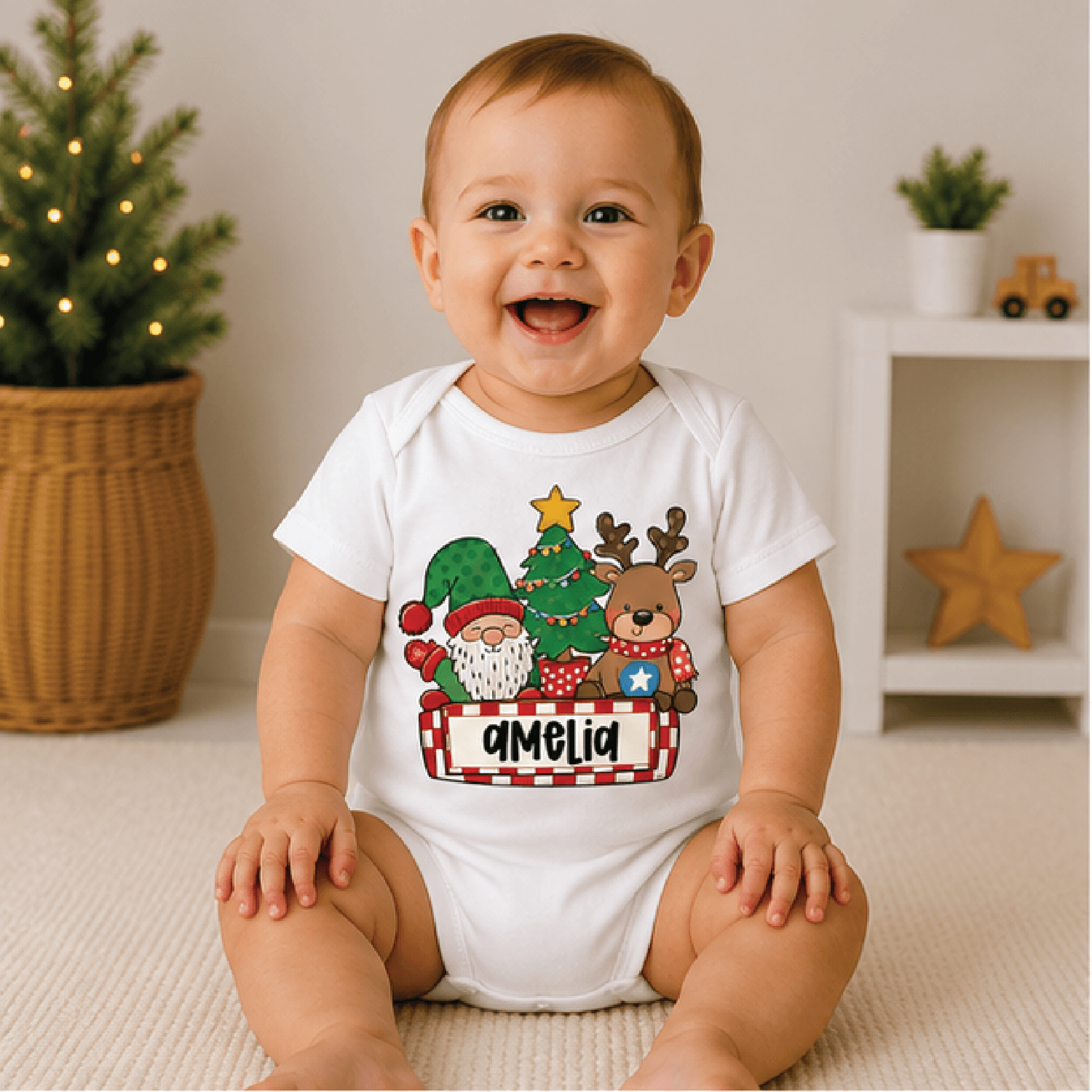 personalized christmas gnome kids shirt, custom name holiday toddler tee, cute festive gnome christmas gift