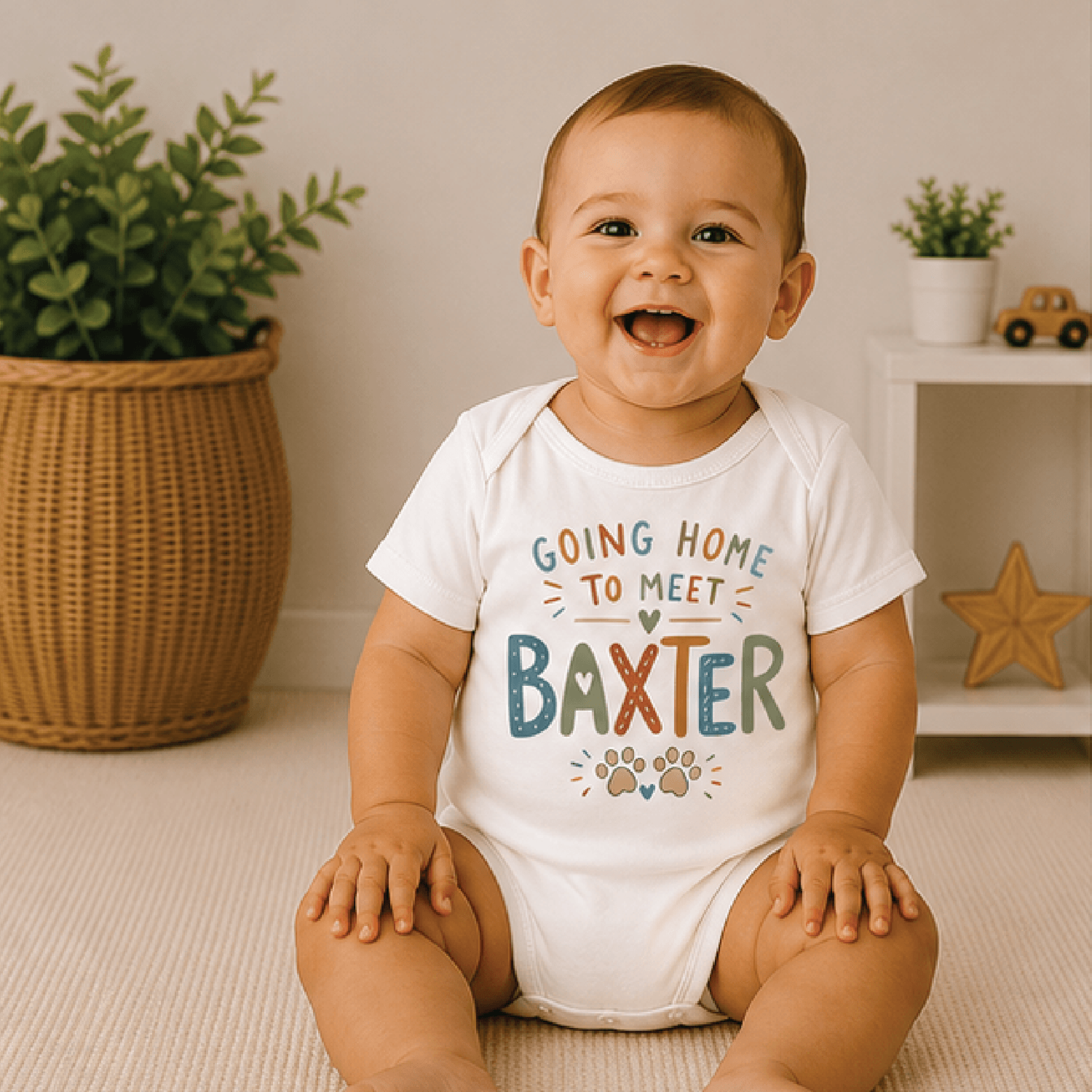 personalized going home to meet baby bodysuit, custom name newborn onesie, coming home baby outfit, new baby gift