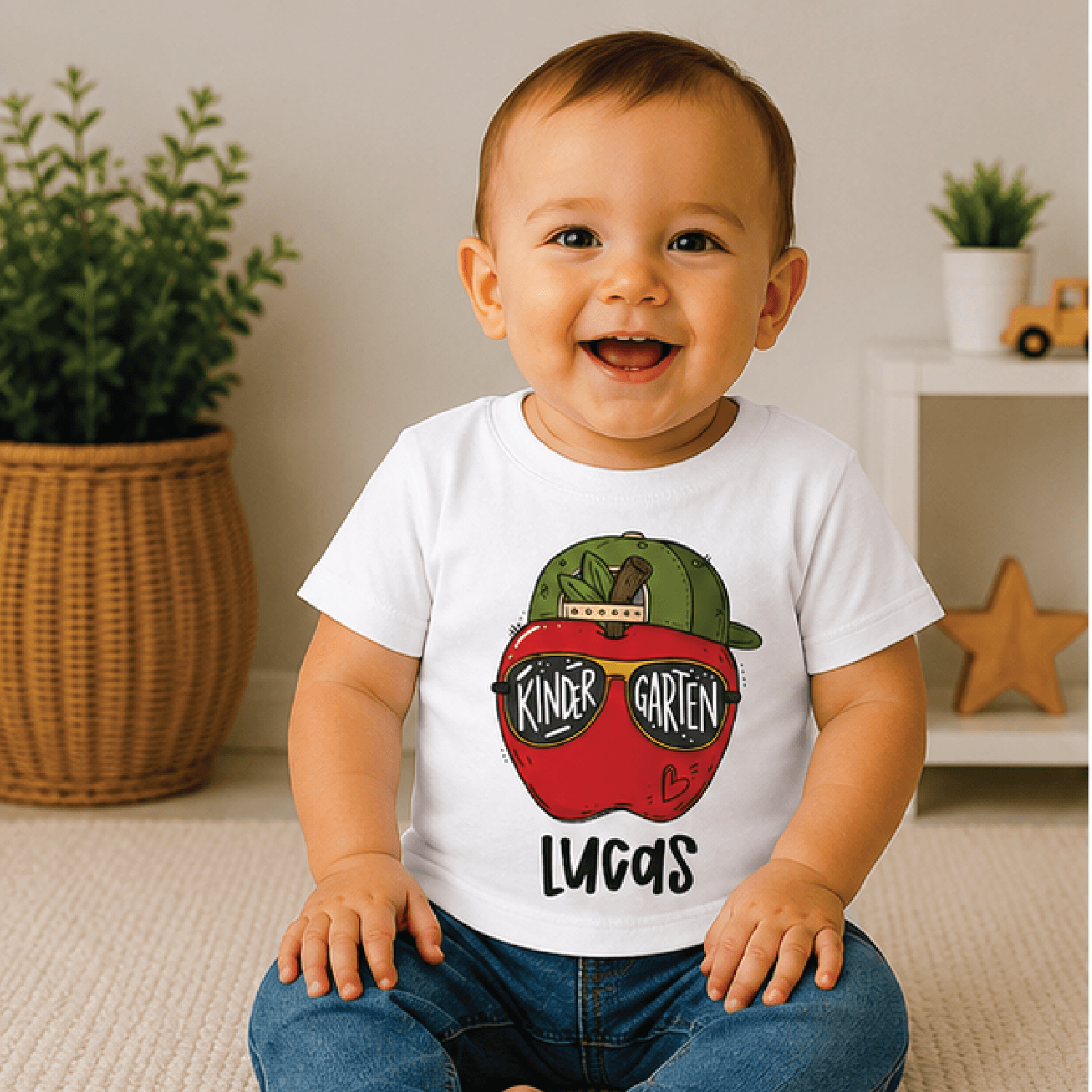 personalized kindergarten apple shirt, custom name kids school tee, first day of kindergarten shirt, back to school gift