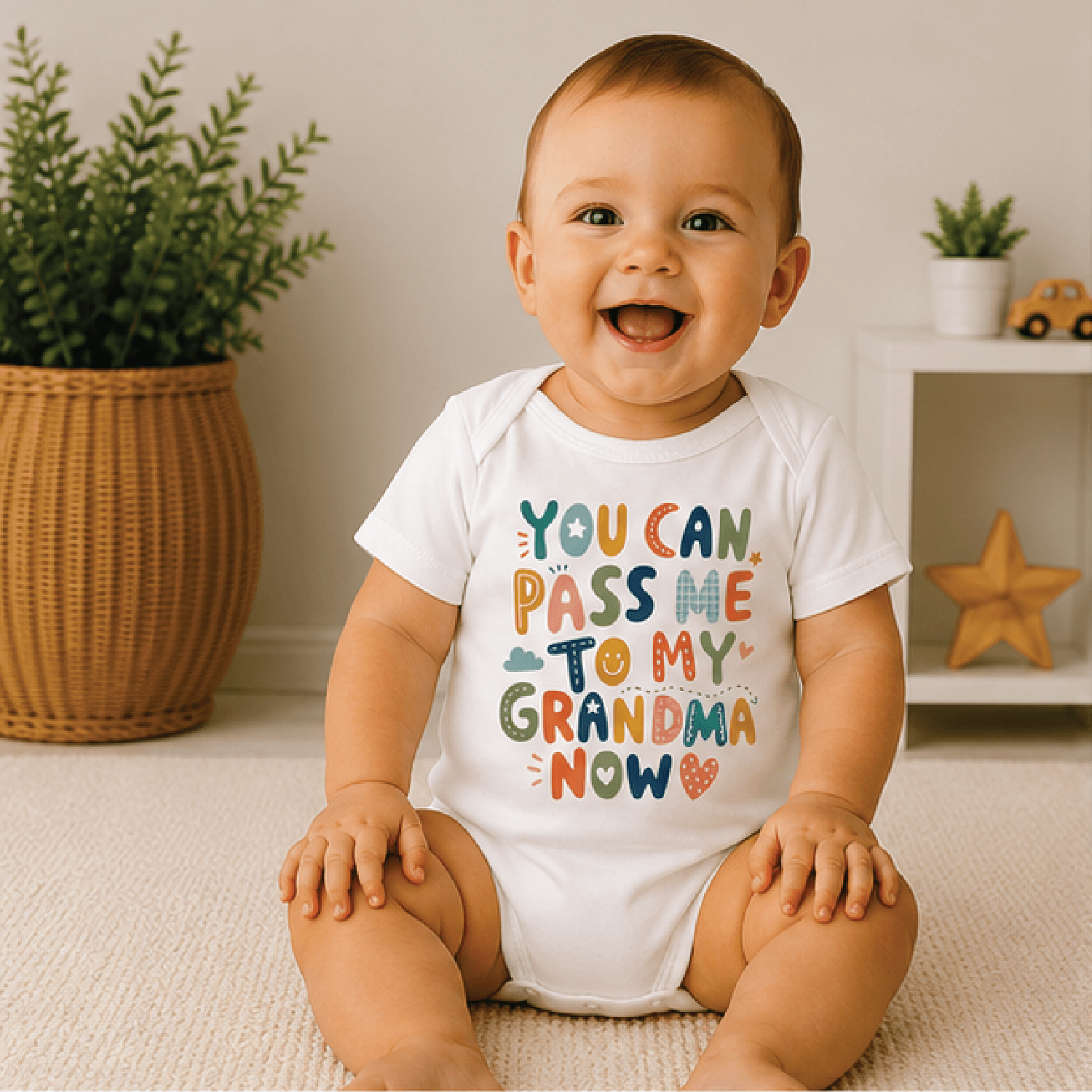you can pass me to grandma now baby bodysuit, funny grandma baby onesie, cute newborn outfit, grandmother baby gift