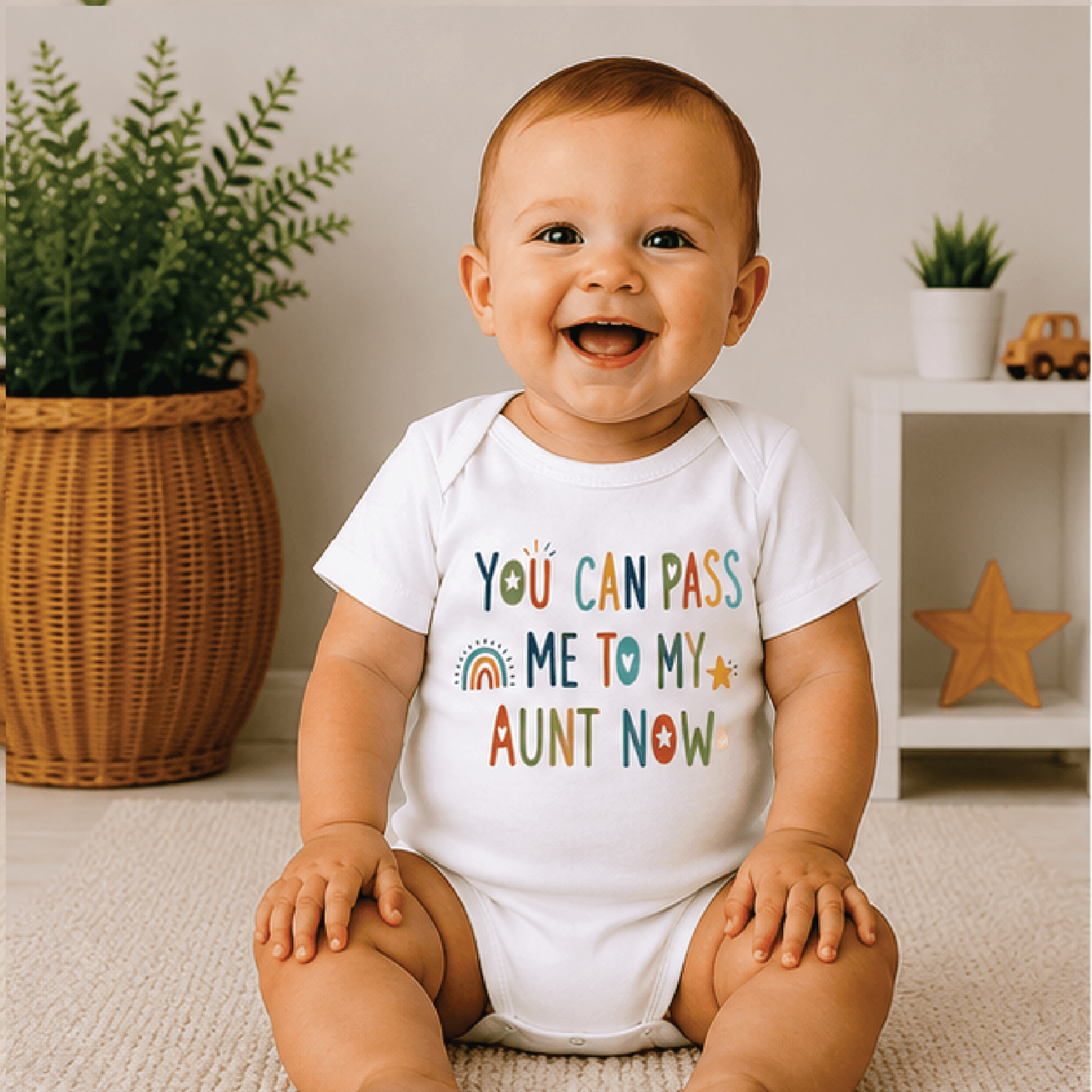 you can pass me to my aunt now baby bodysuit, funny aunt baby onesie, cute newborn outfit, new aunt baby gift