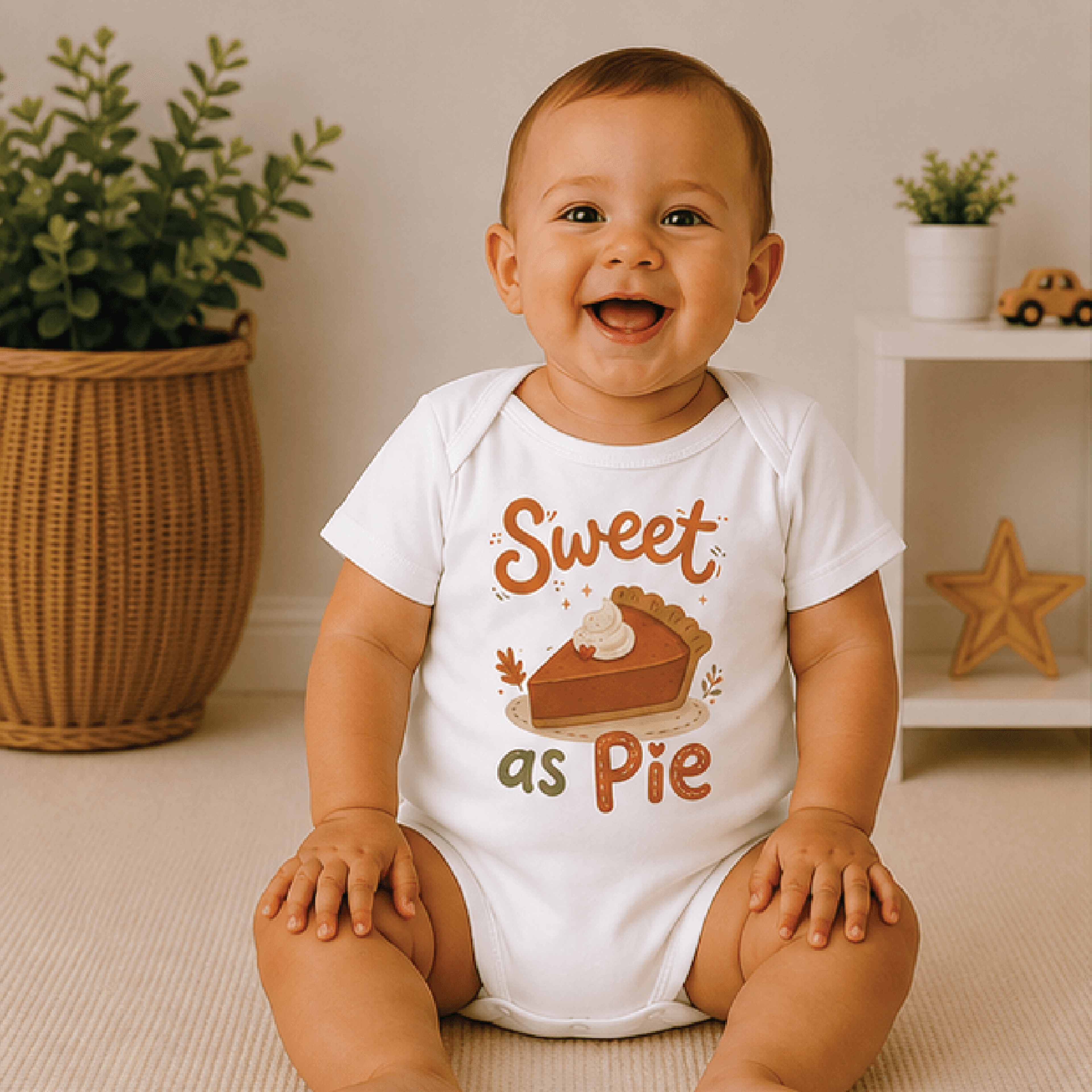 sweet as pie thanksgiving baby bodysuit, cute pumpkin pie baby onesie, fall newborn outfit, thanksgiving baby gift