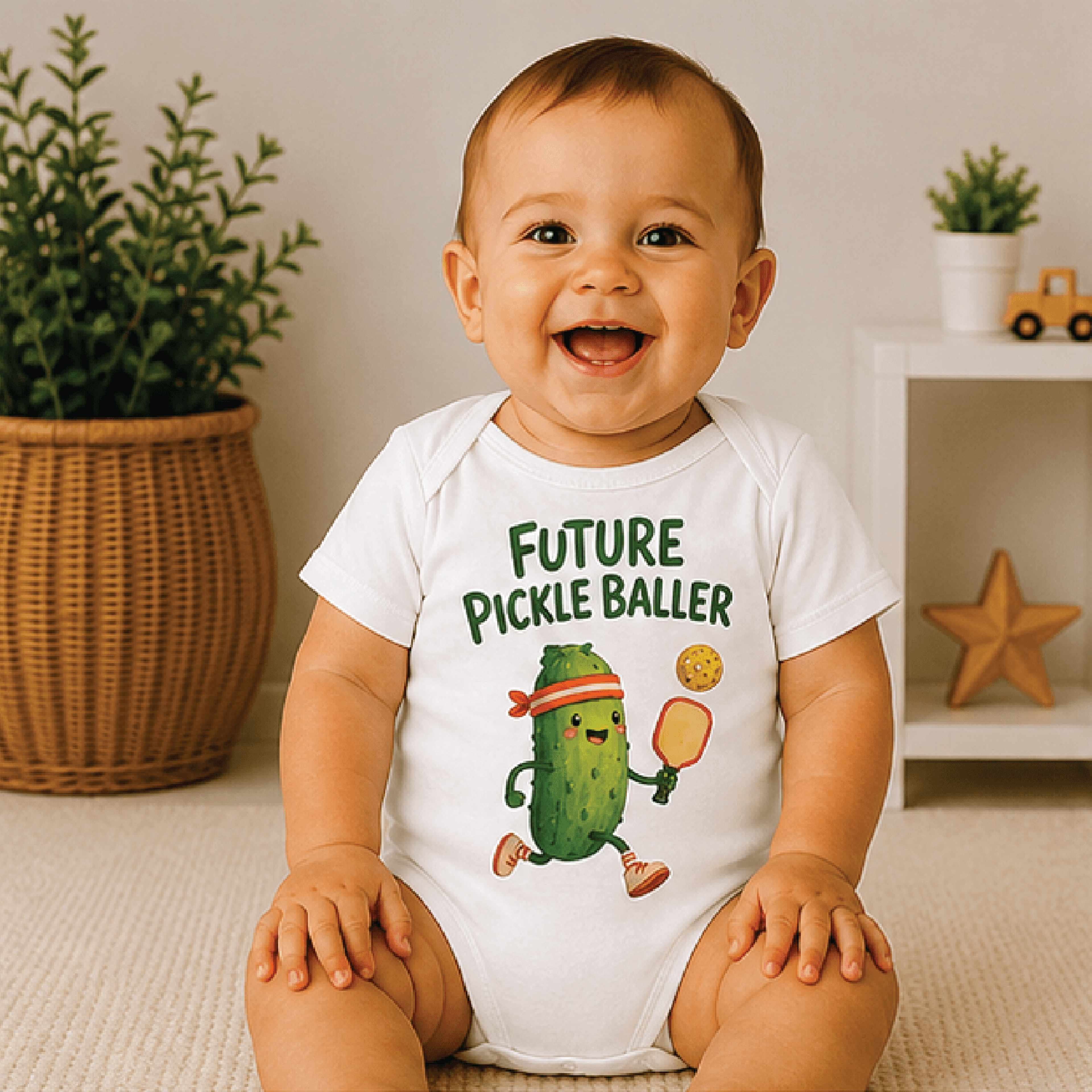 future pickle baller baby bodysuit, funny pickleball baby onesie, future player newborn outfit, pickleball baby gift