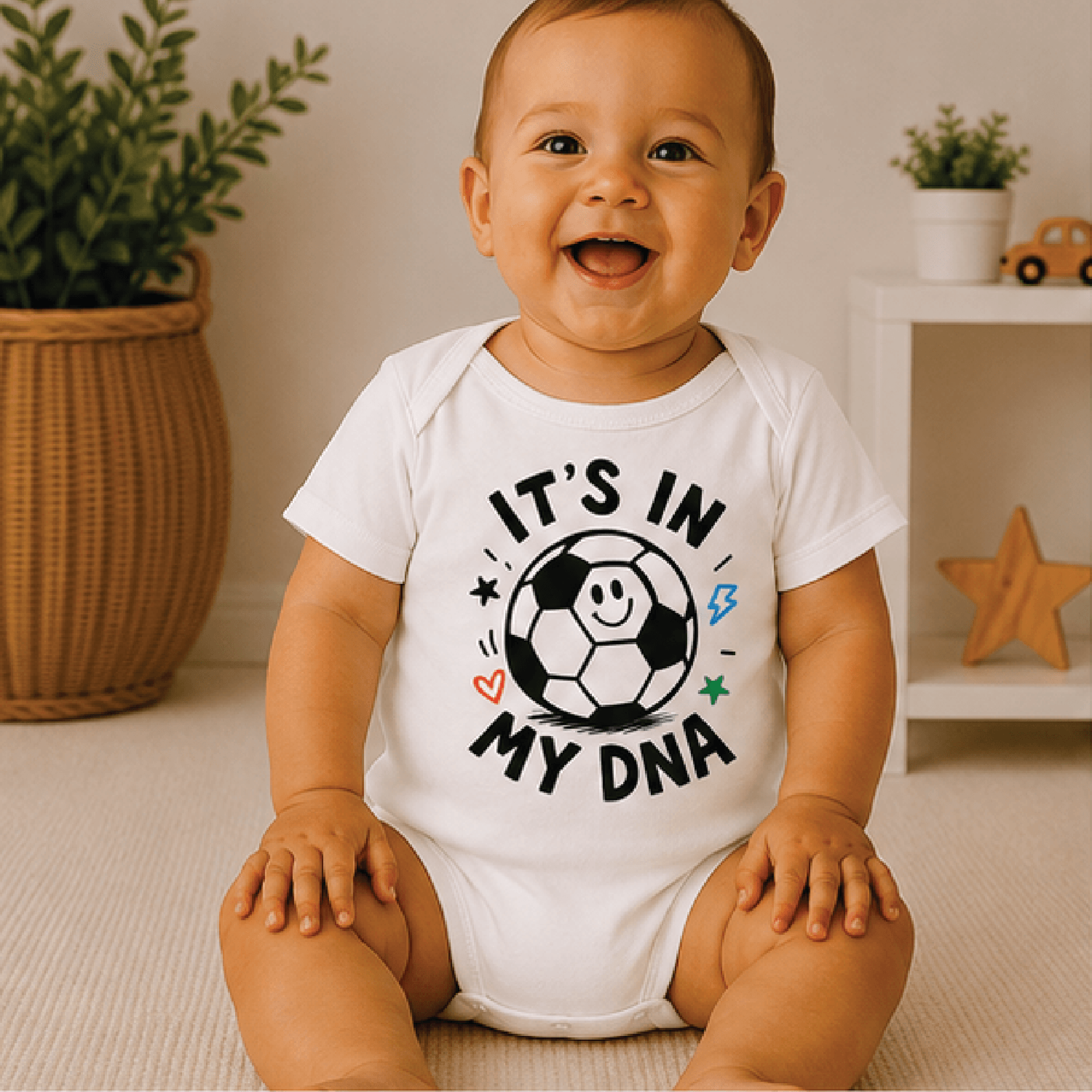 its in my dna soccer baby bodysuit, funny soccer baby onesie, future soccer player outfit, soccer lover baby gift