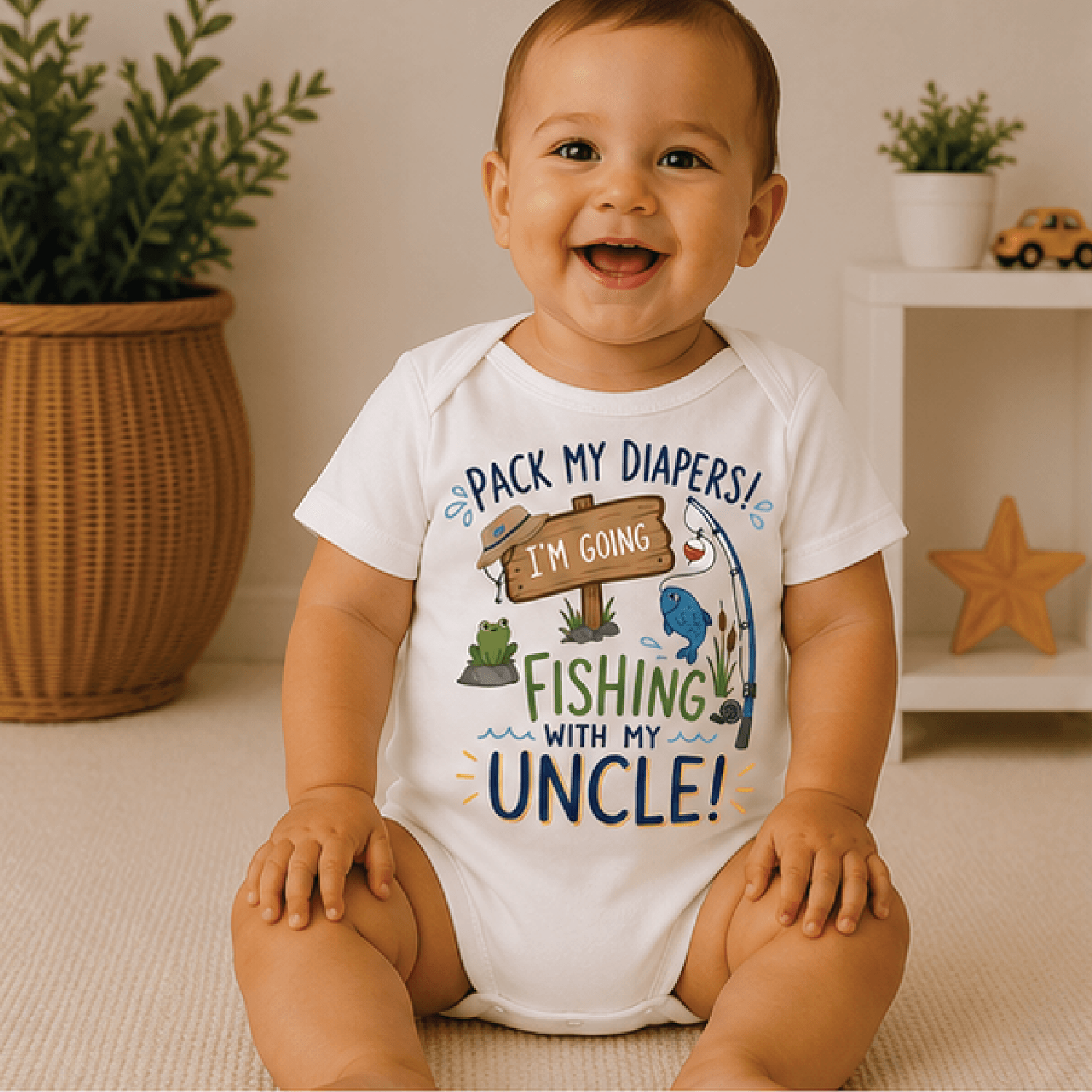 pack my diapers fishing with my uncle baby bodysuit, funny fishing baby onesie, uncle fishing gift, newborn outfit