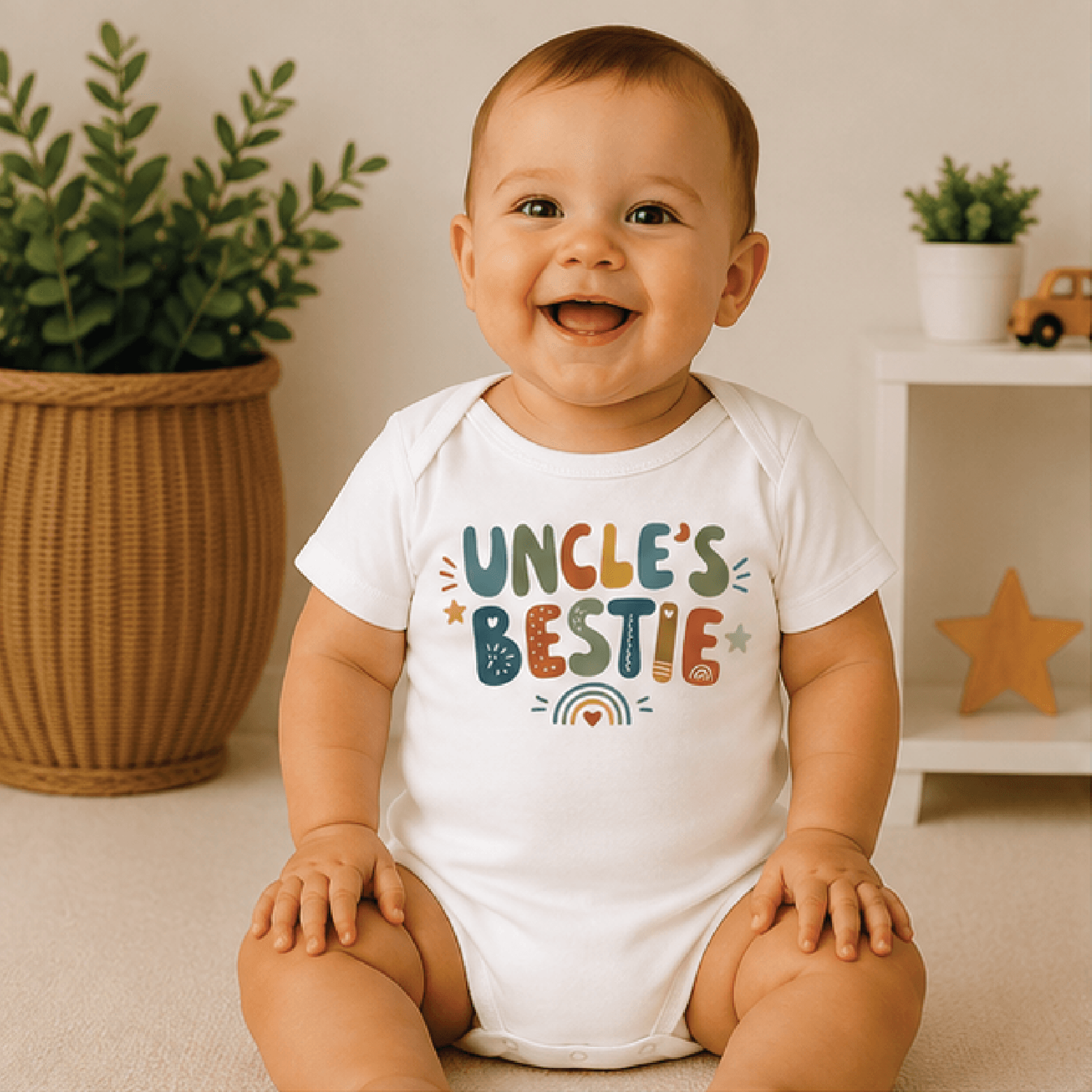 uncles bestie baby bodysuit, cute nephew baby onesie, uncle and baby best friend outfit, new uncle baby shower gift