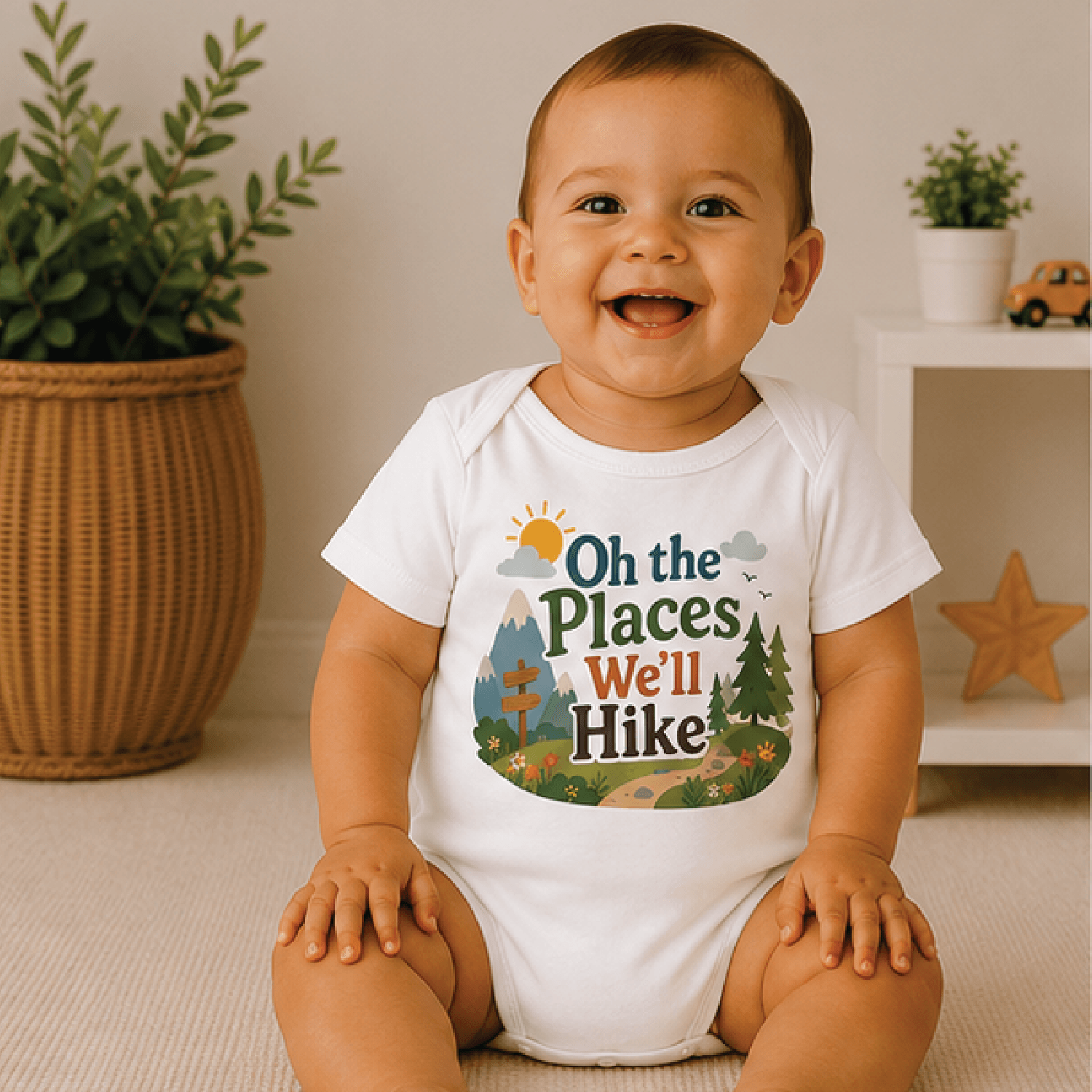 oh the places well hike baby bodysuit, hiking baby onesie, mountain adventure newborn outfit, outdoor baby shower gift