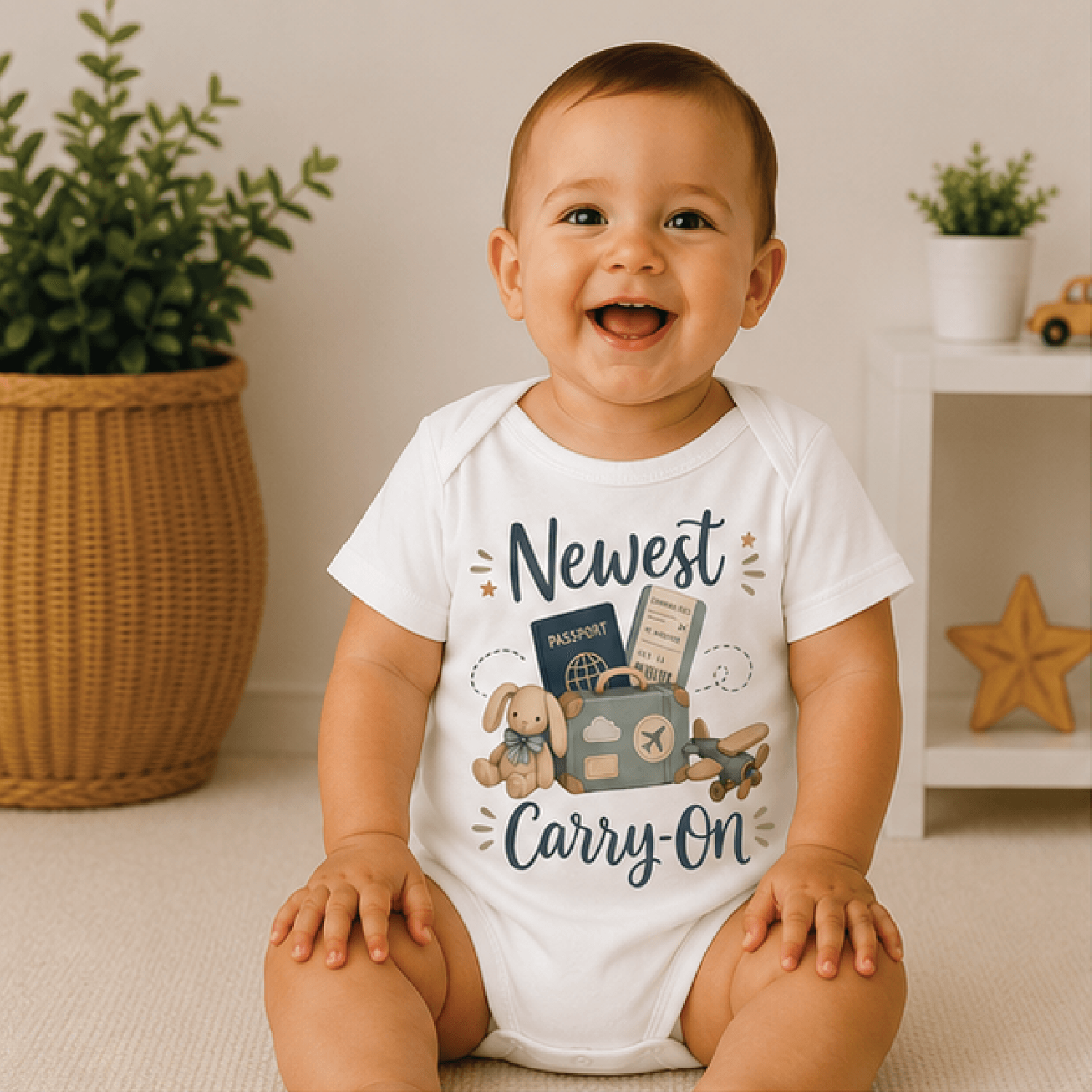 newest carry on baby bodysuit, travel baby onesie, airplane newborn outfit, world traveler baby shower gift