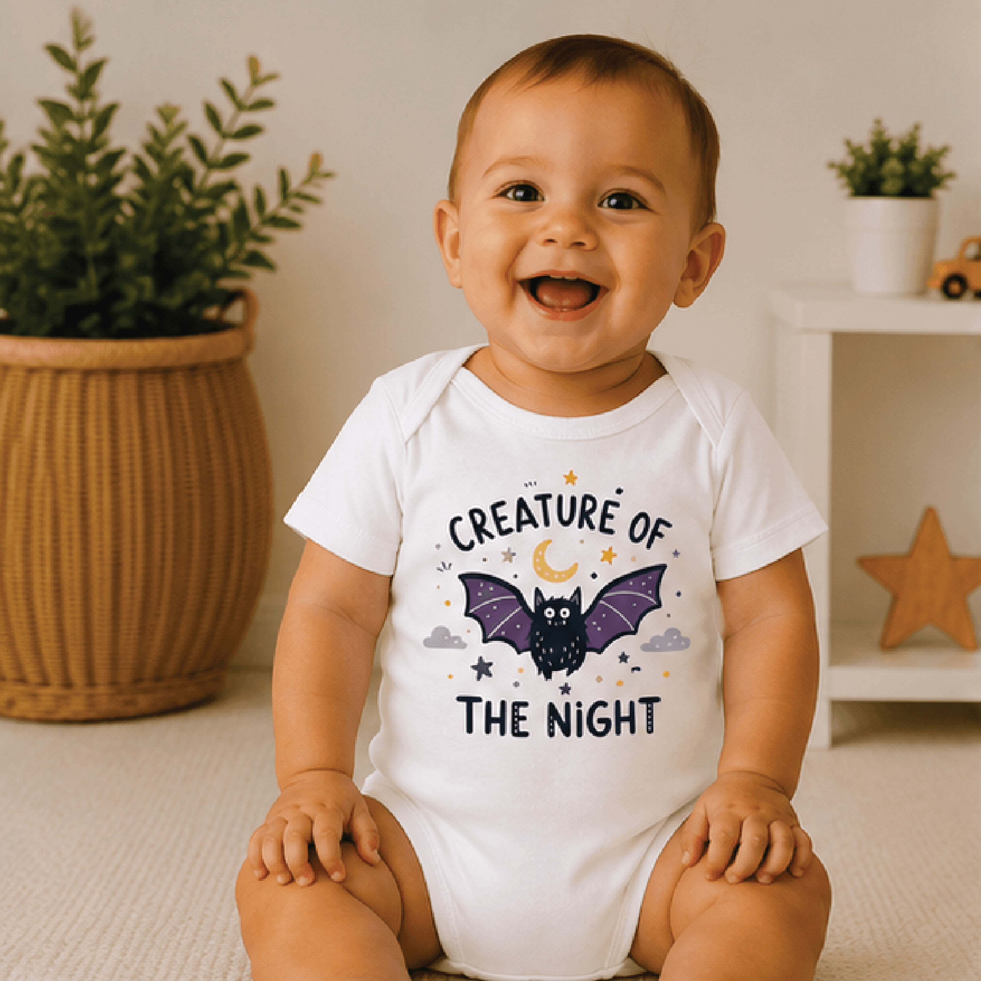 creature of the night baby bodysuit, spooky bat baby onesie, gothic halloween newborn outfit, halloween baby gift