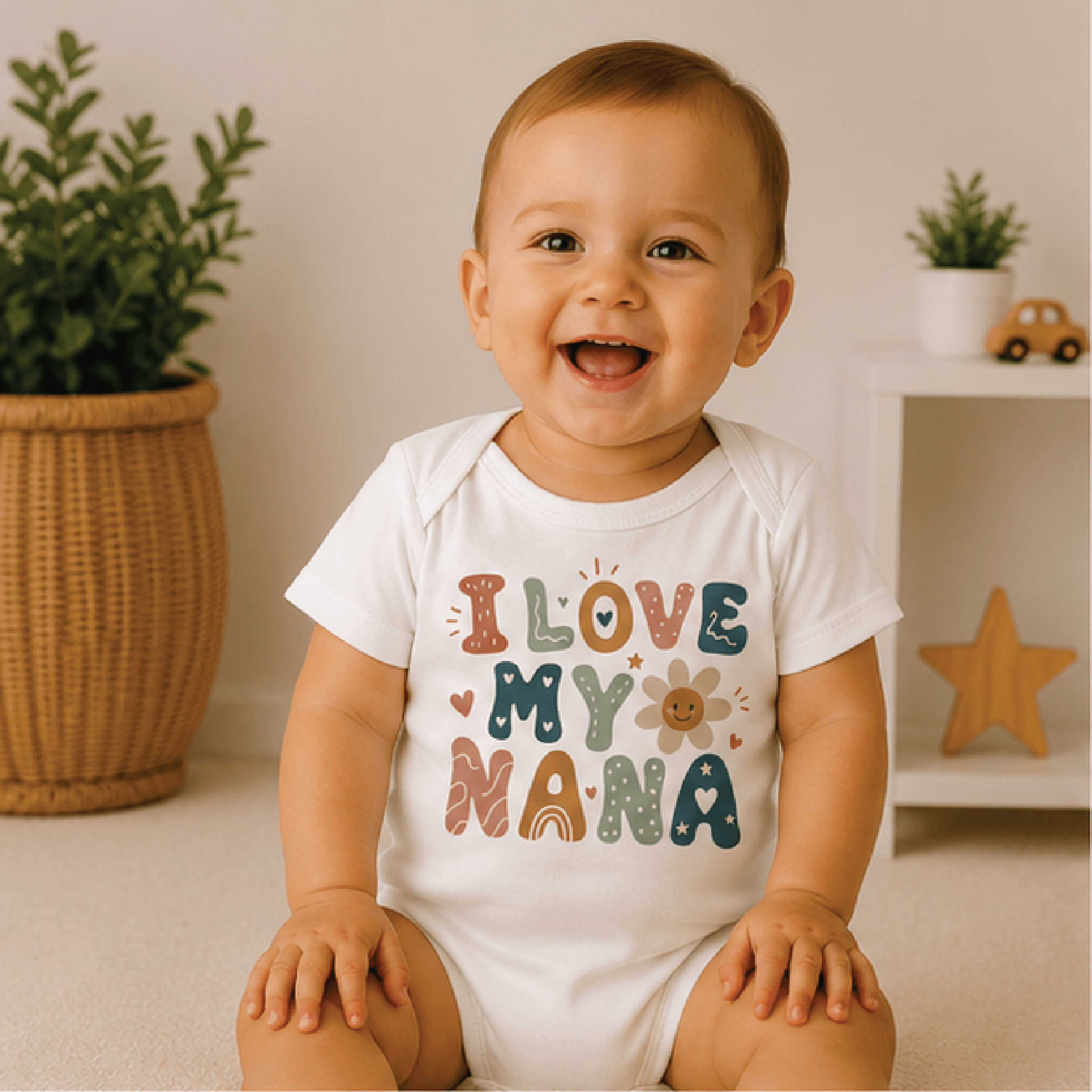 i love my nana baby bodysuit, retro nana baby onesie, cute grandbaby newborn outfit, new grandma baby shower gift