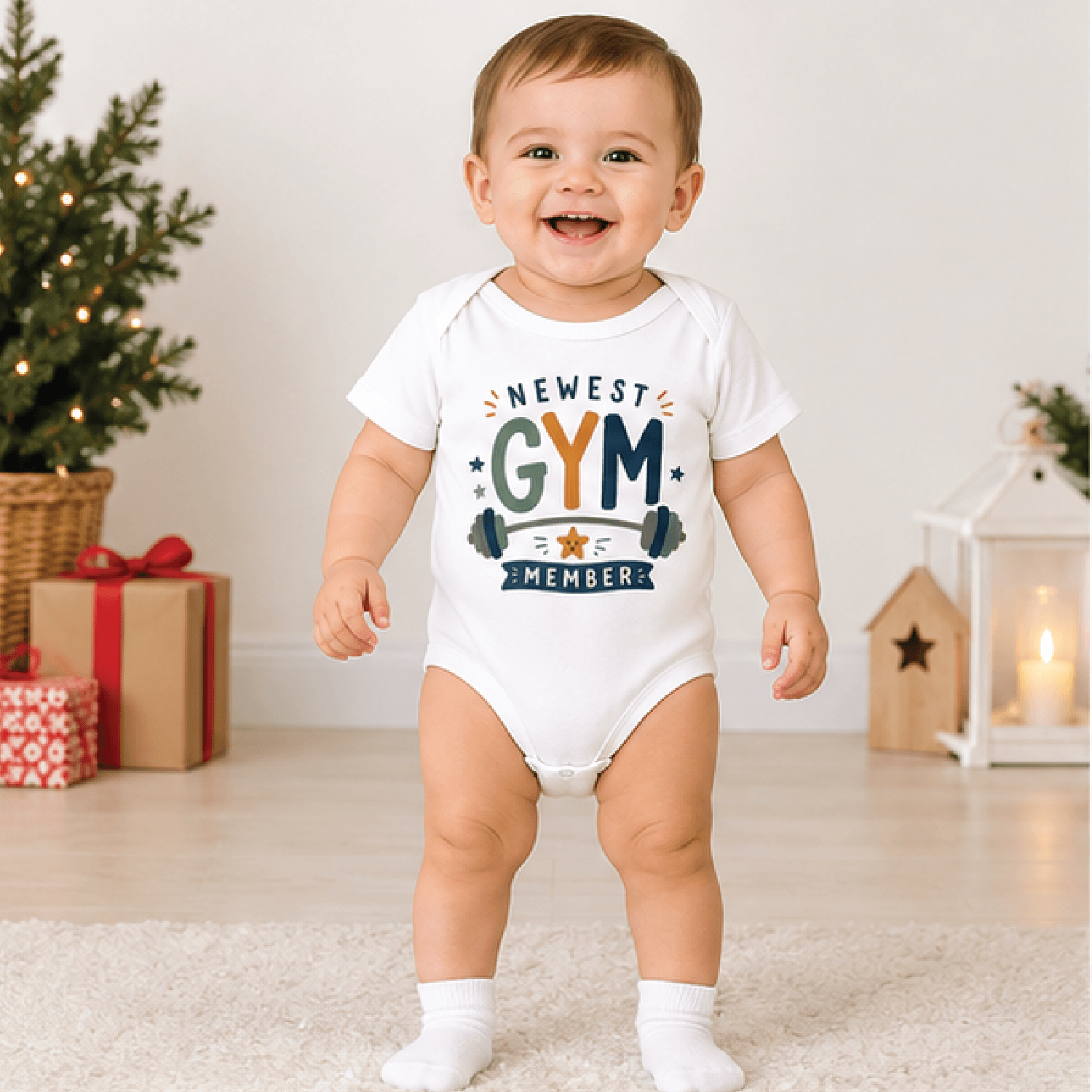 newest gym member baby bodysuit, funny fitness baby onesie, workout newborn outfit, gym lover baby shower gift