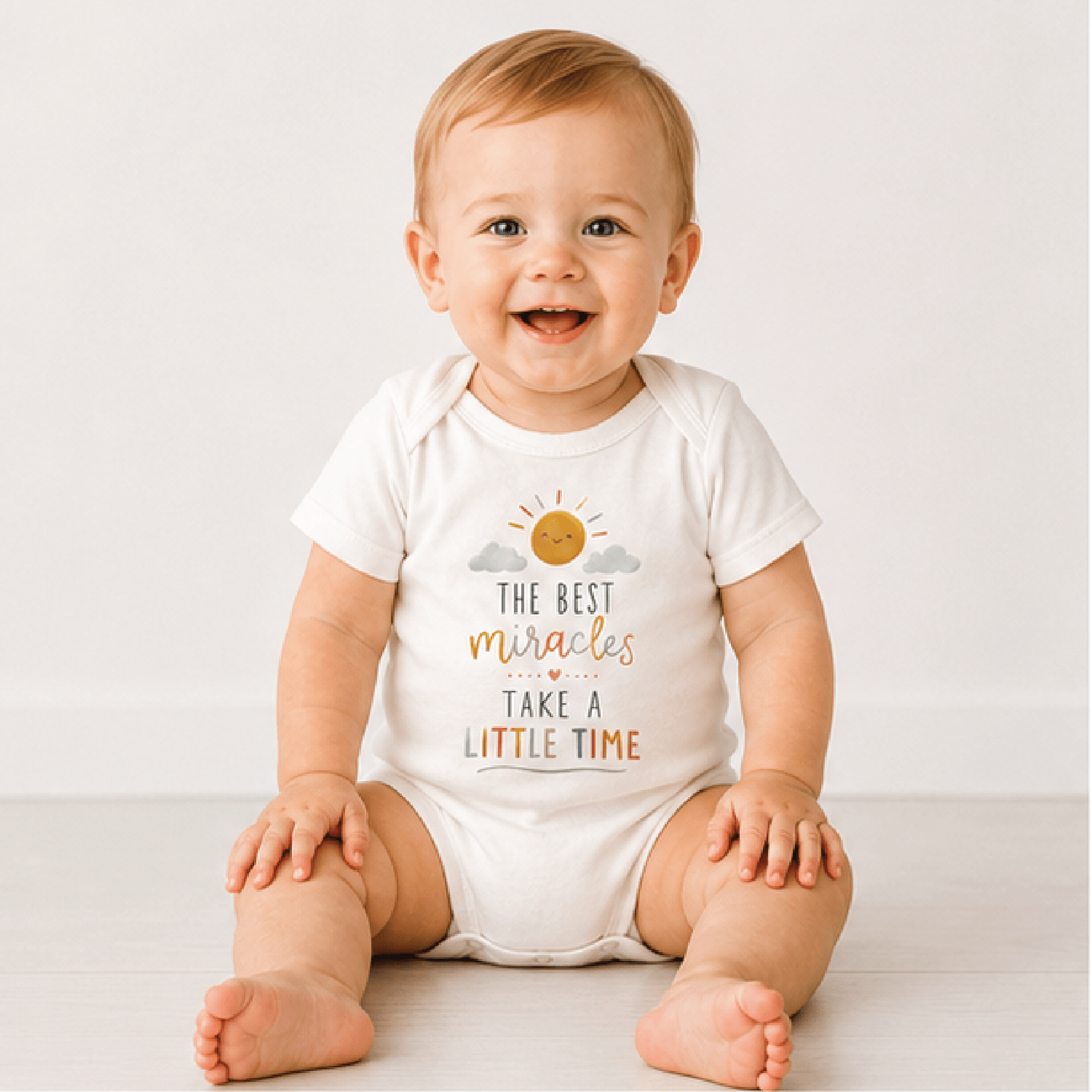 the best miracles take a little time baby bodysuit, miracle baby onesie, rainbow newborn outfit, baby shower gift