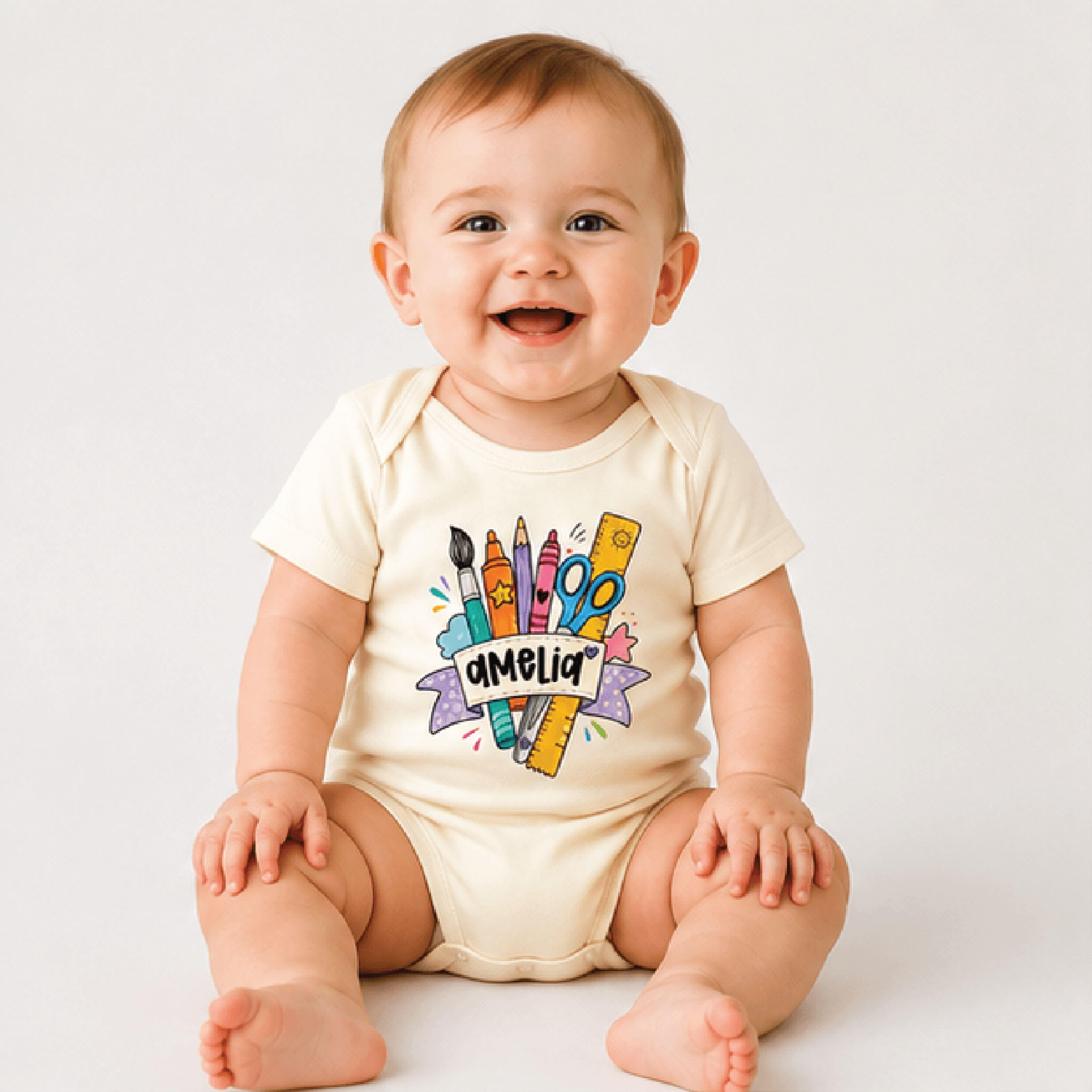 personalized art shirt, custom name school supplies toddler tee, cute artist kids t-shirt, back to school gift