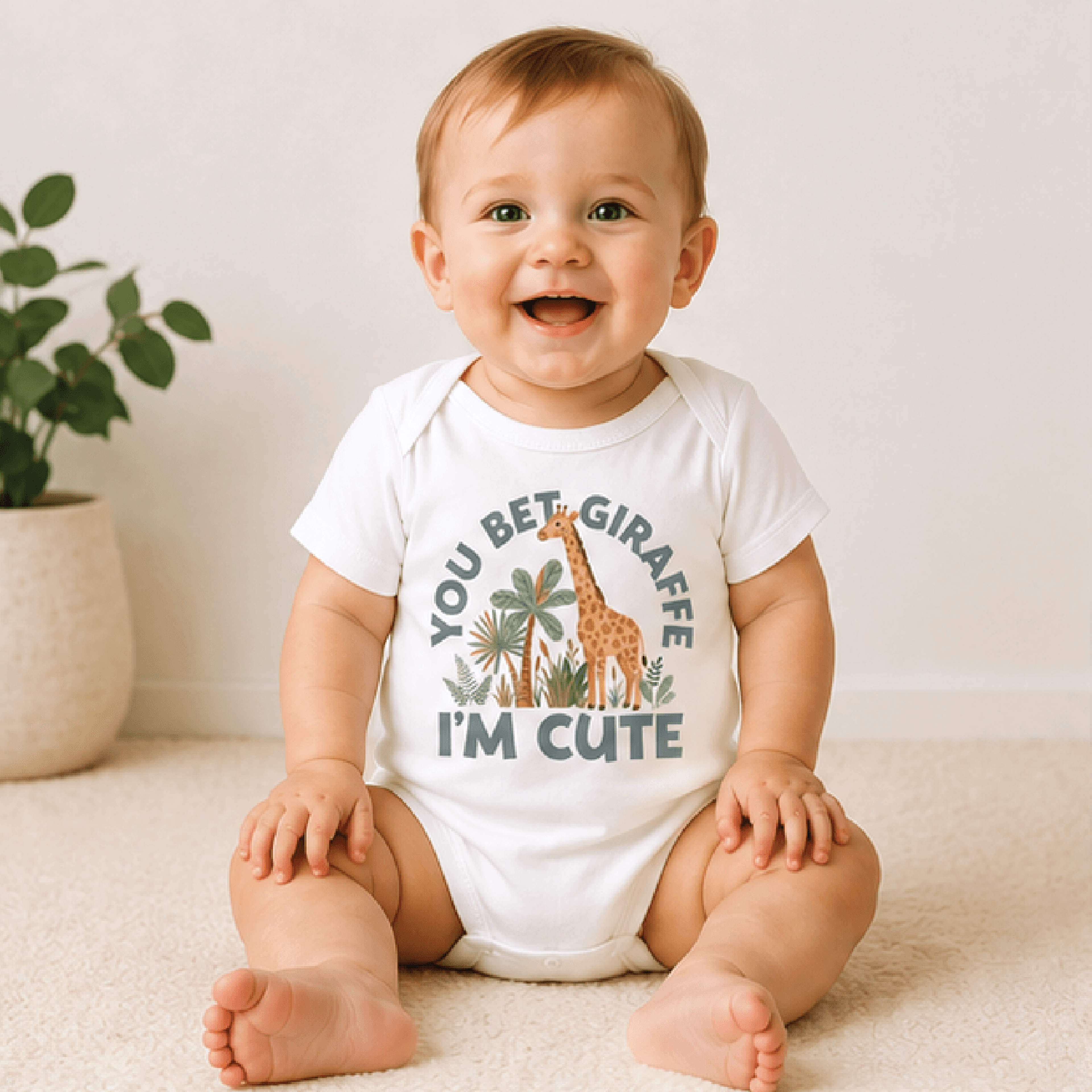 you bet giraffe im cute baby bodysuit, cute giraffe baby onesie, funny safari newborn outfit, animal baby gift