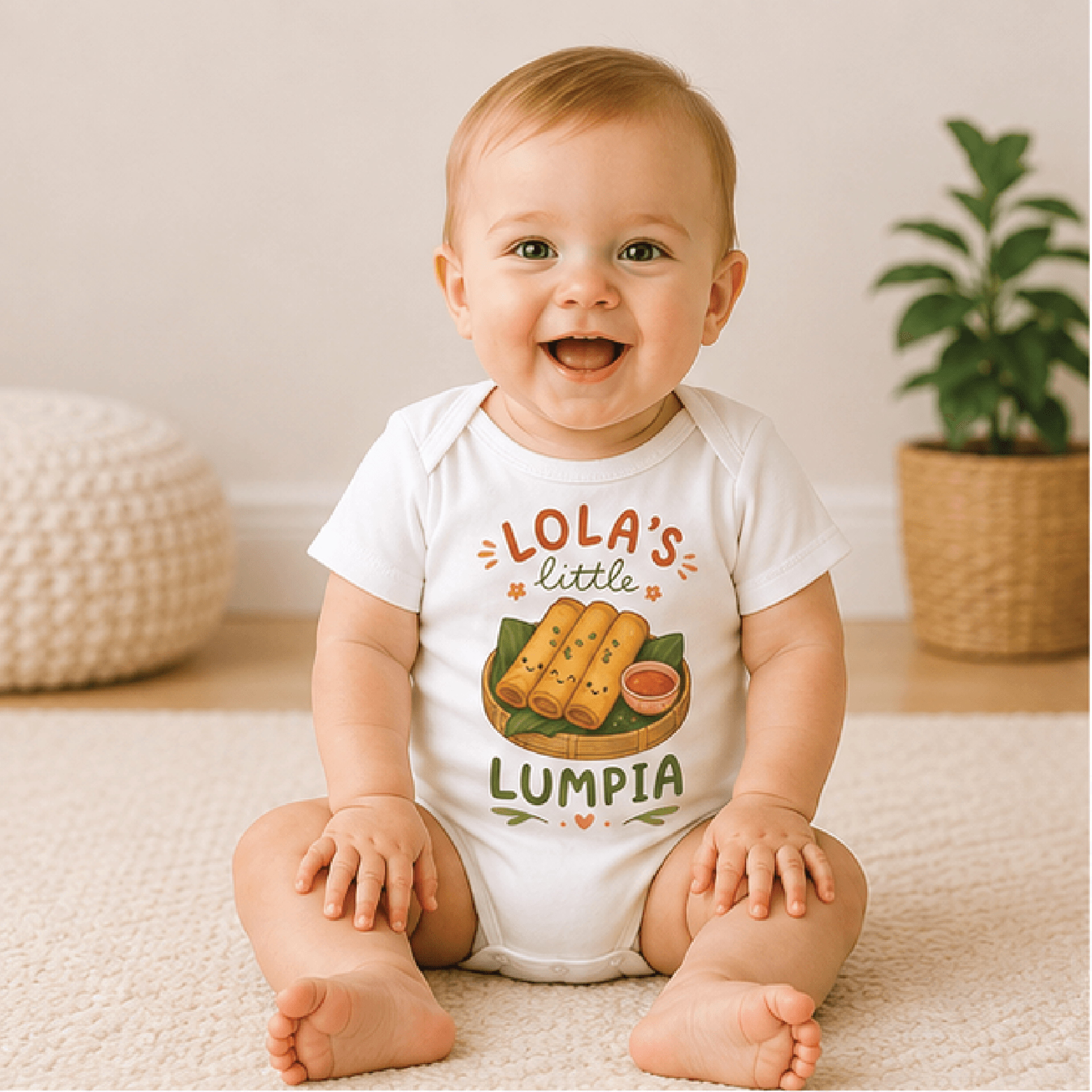 lolas little lumpia baby bodysuit, filipino baby onesie, cute grandbaby newborn outfit, filipina grandma baby shower gif