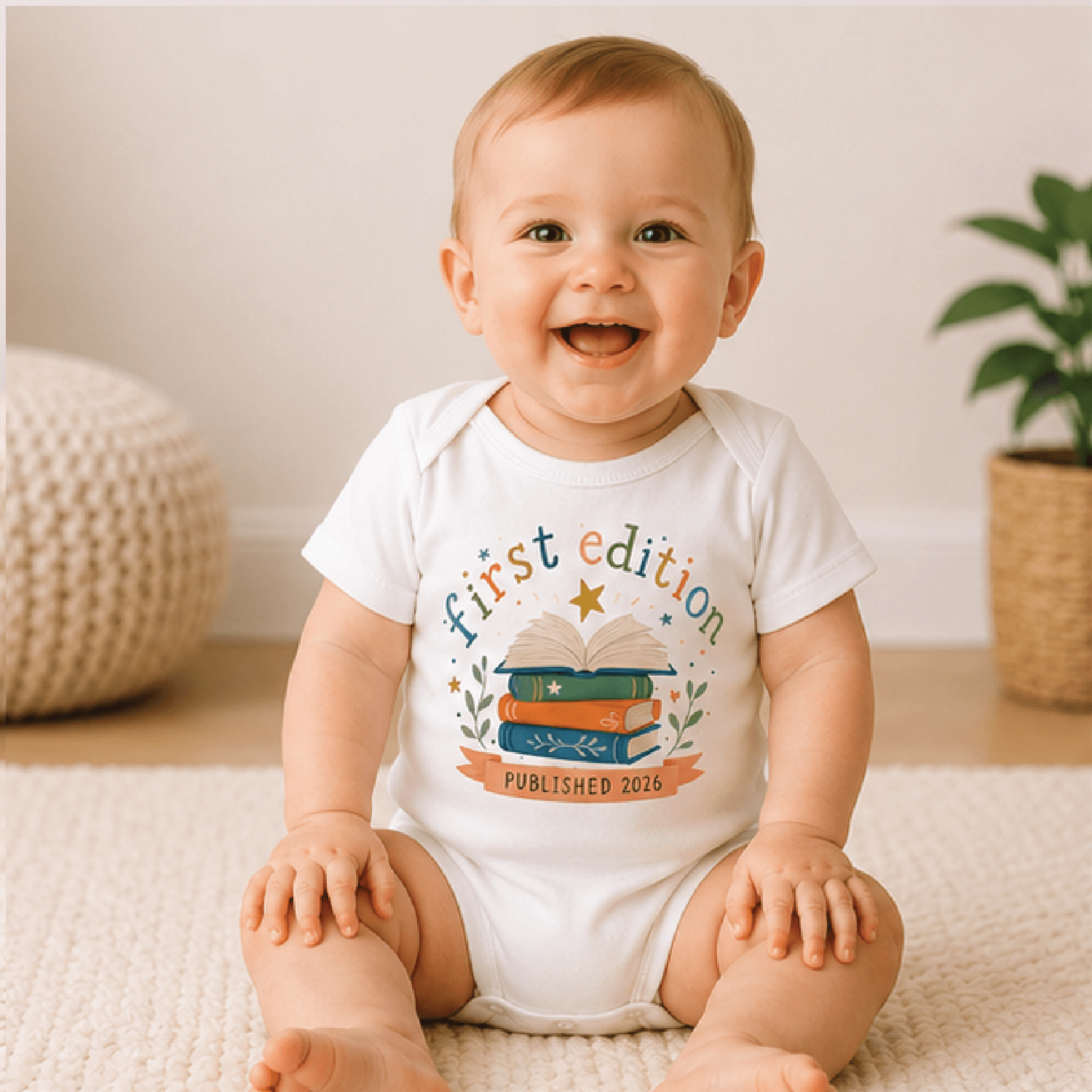 personalized first edition baby bodysuit, custom bookworm baby onesie, little reader newborn outfit, book lover gift