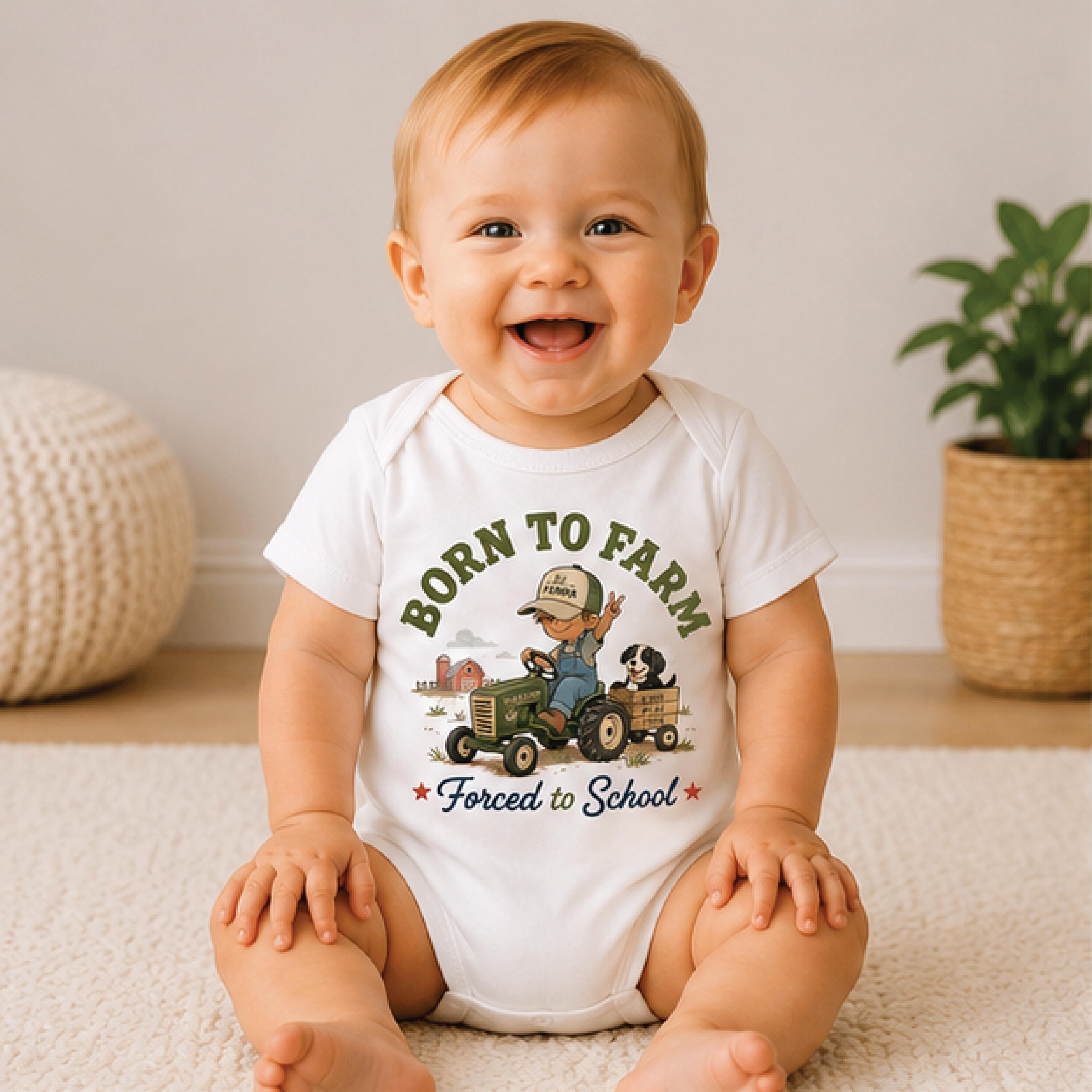 born to farm forced to school kids shirt, funny farm toddler tee, tractor back to school shirt, farmer kids outfit