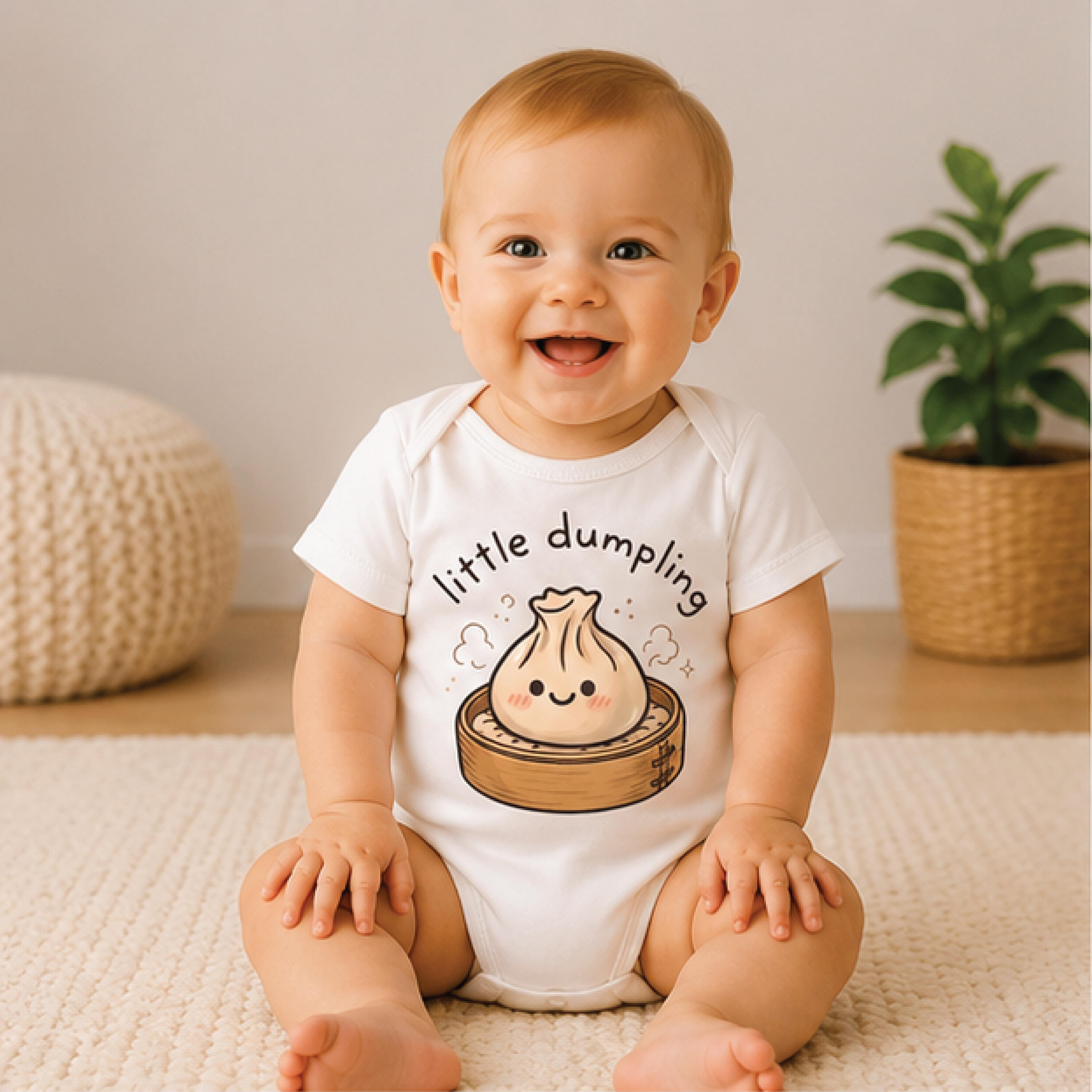 little dumpling baby bodysuit, cute dumpling baby onesie, foodie newborn outfit, asian food baby shower gift