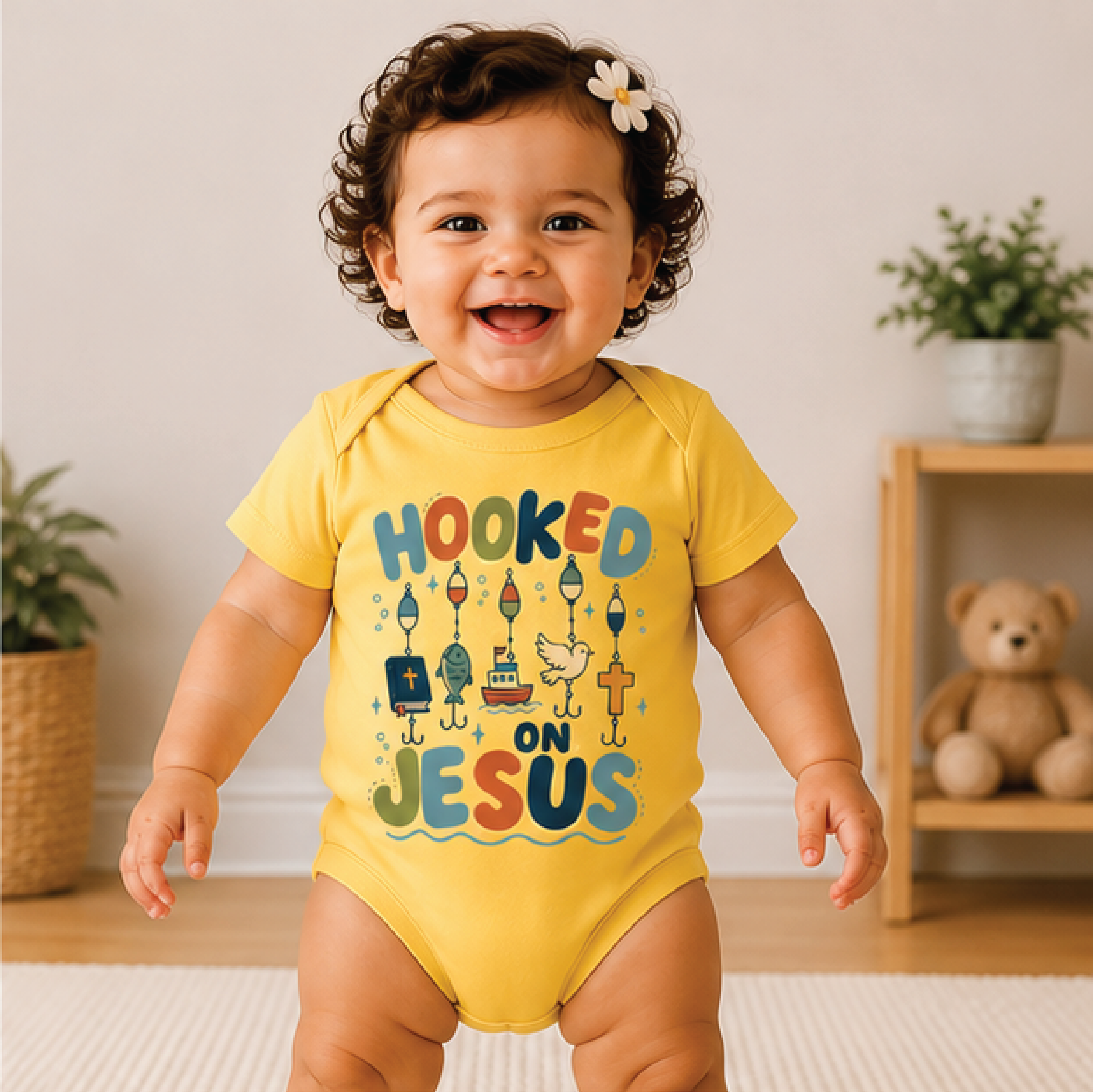 hooked on jesus toddler shirt, christian fishing kids tee, faith based boys shirt, jesus fisherman gift for kids