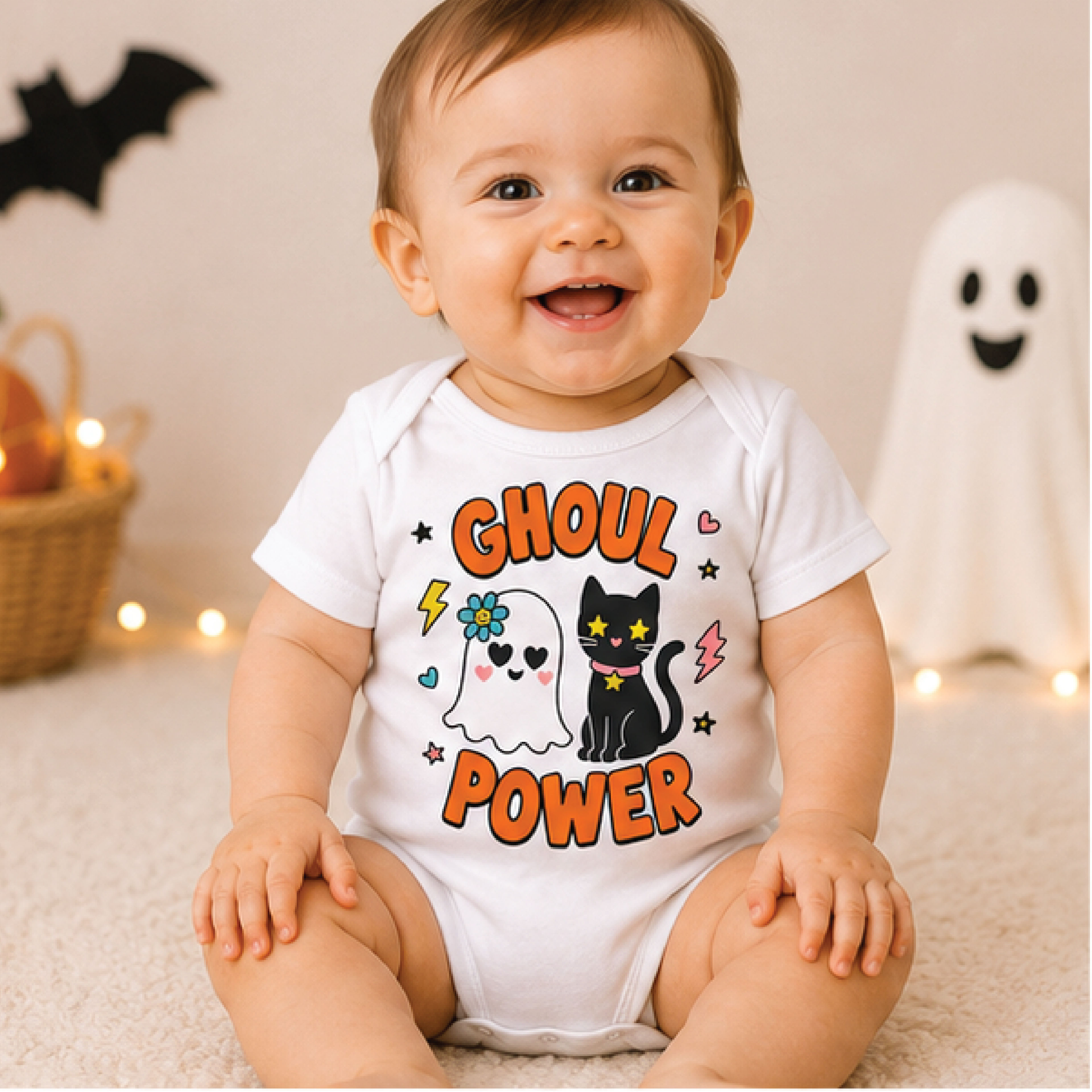 ghoul power halloween kids shirt, retro ghost black cat toddler tee, cute spooky girls shirt, trick or treat fall outfit