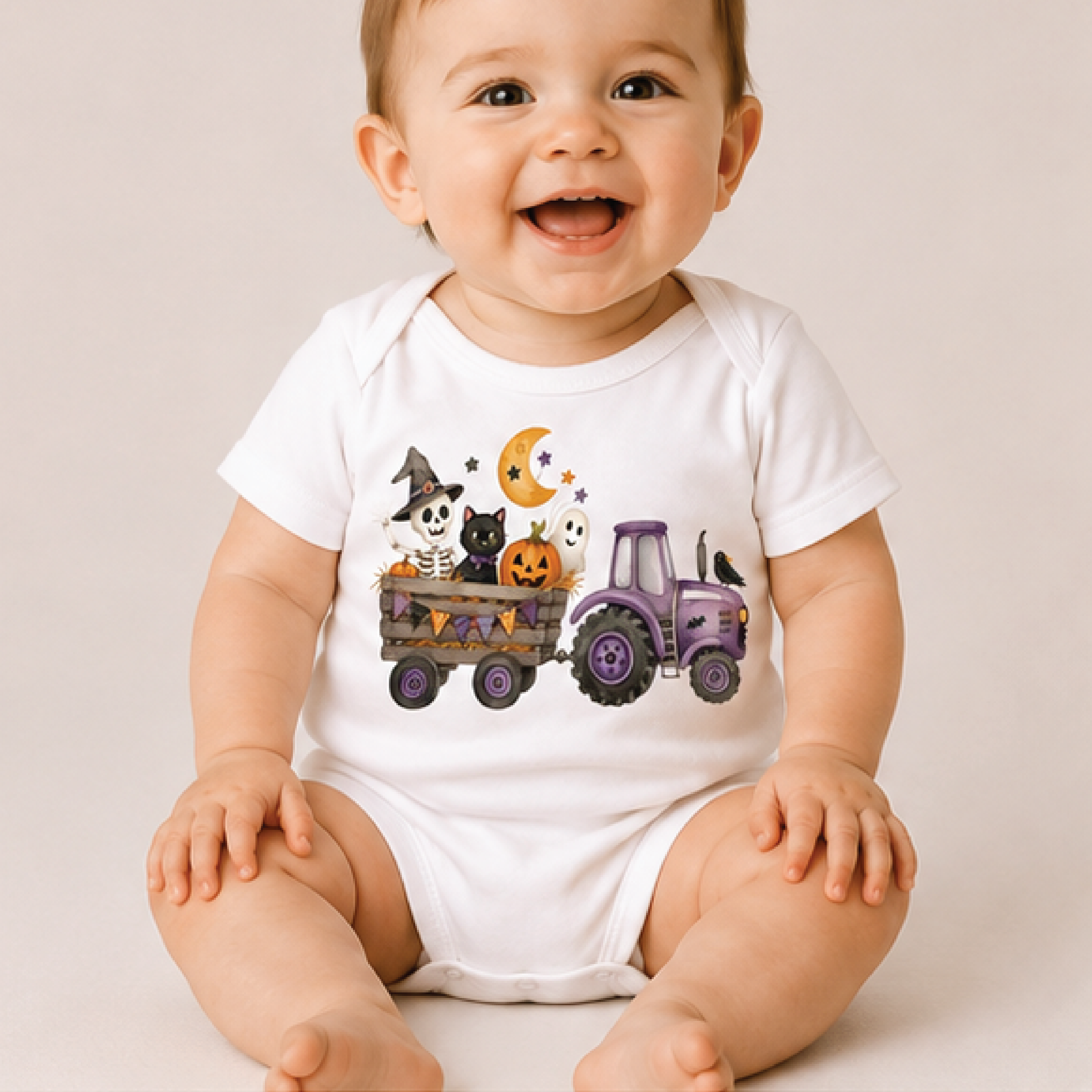 halloween tractor wagon kids shirt, skeleton ghost toddler tee, spooky pumpkin fall shirt, trick or treat kids outfit