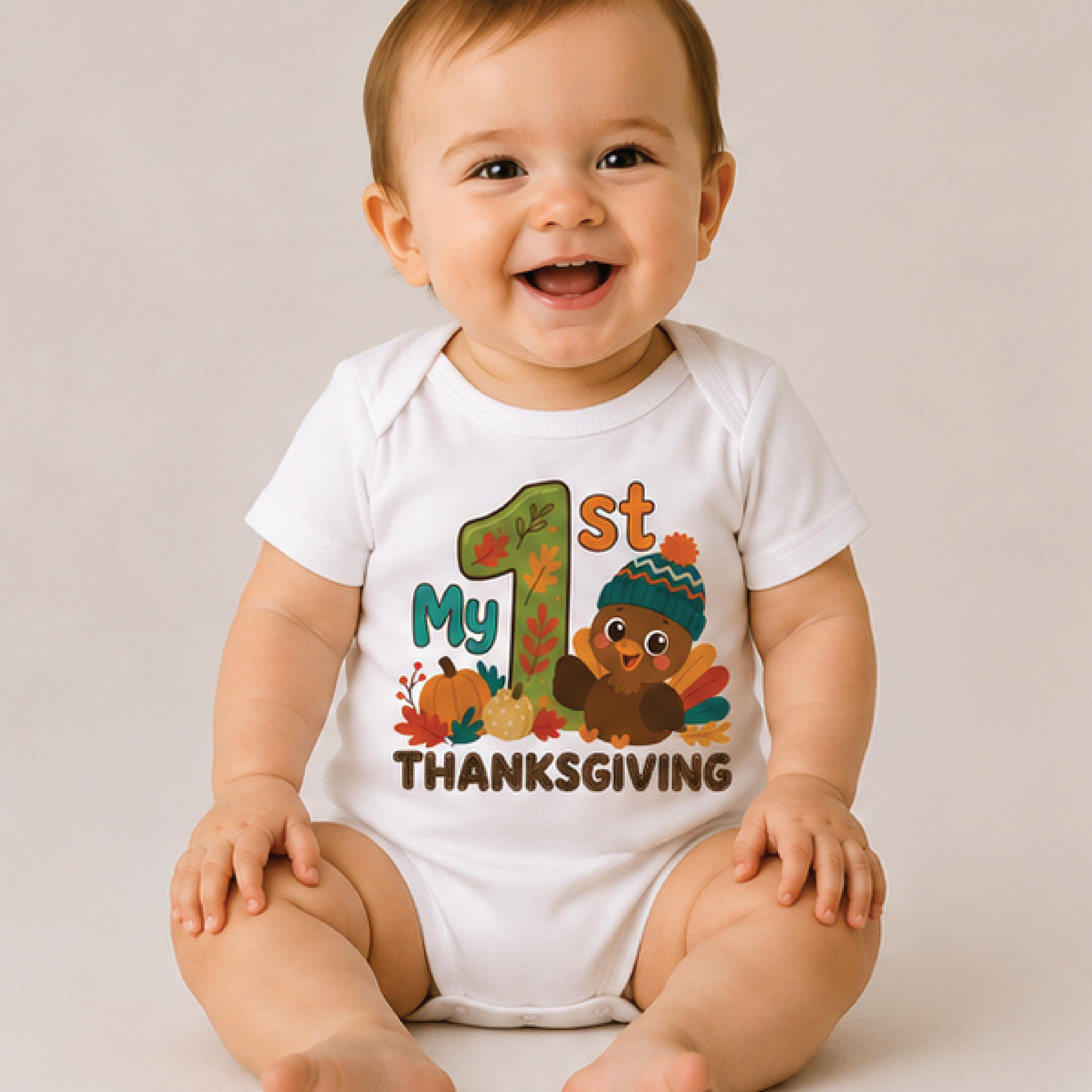 my first thanksgiving baby shirt, cute turkey toddler tee, 1st thanksgiving baby bodysuit, turkey day fall outfit gift