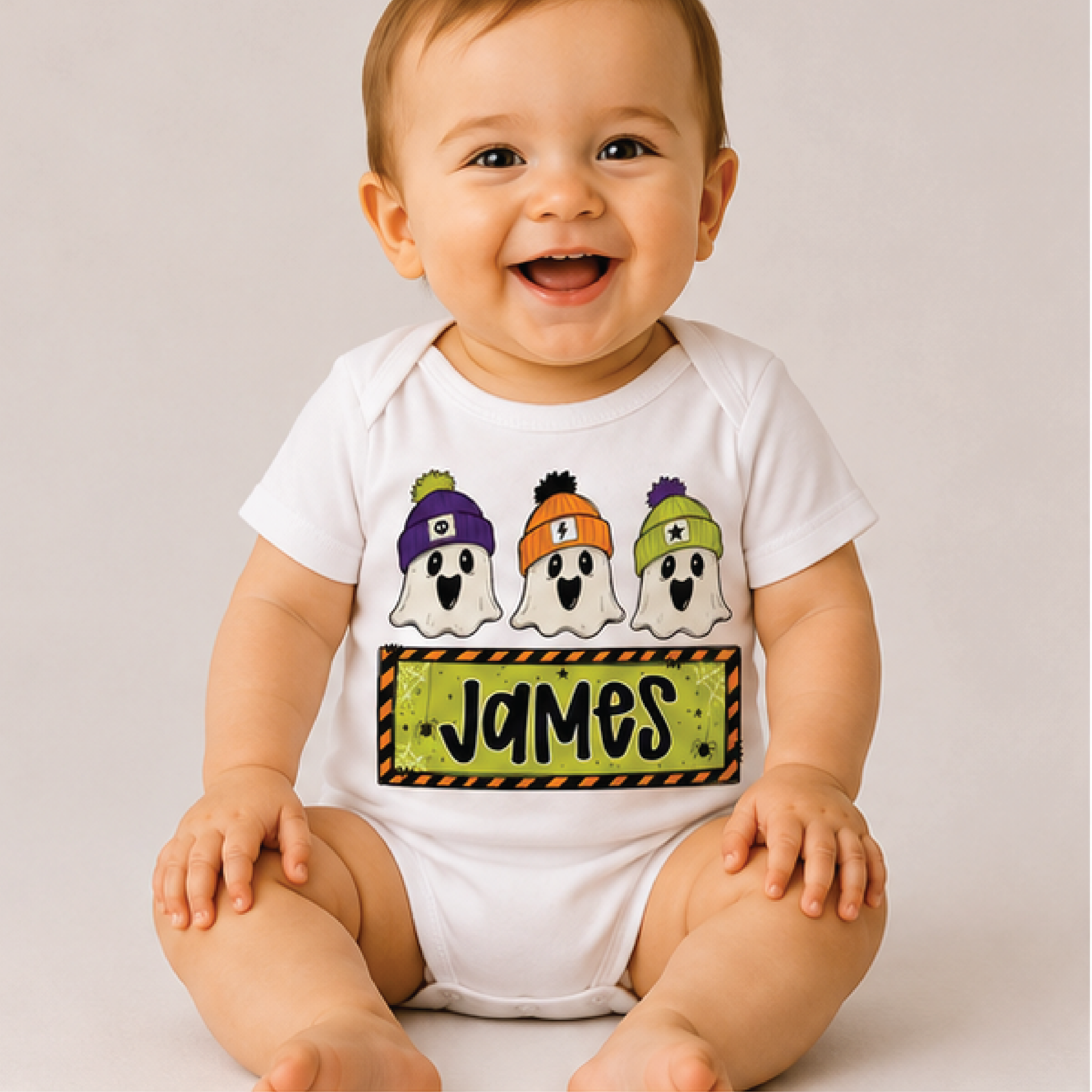 personalized ghost trio kids shirt, custom name halloween toddler tee, cute spooky ghost shirt, trick or treat outfit