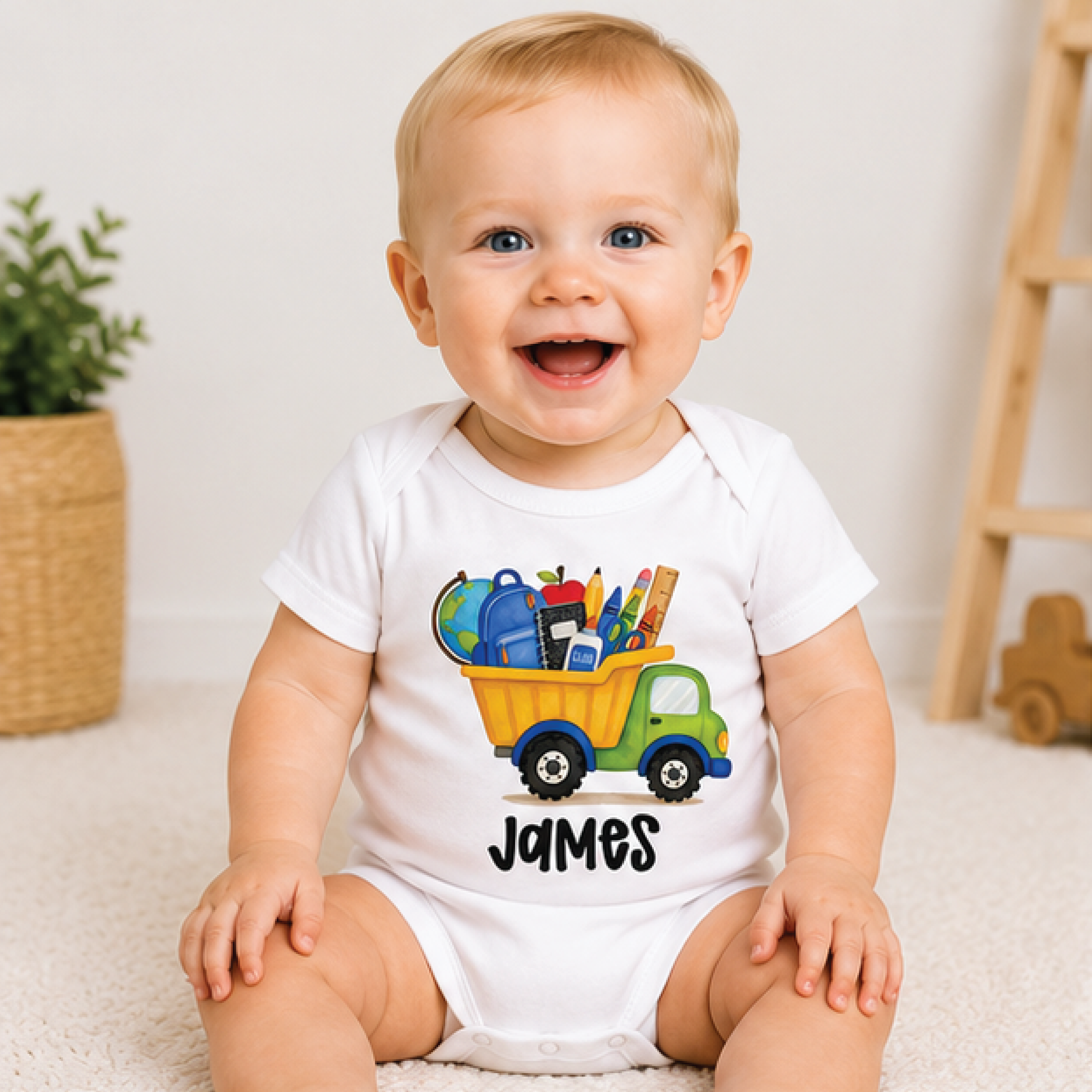 personalized dump truck school shirt, custom name back to school toddler tee, construction first day of school kids outf