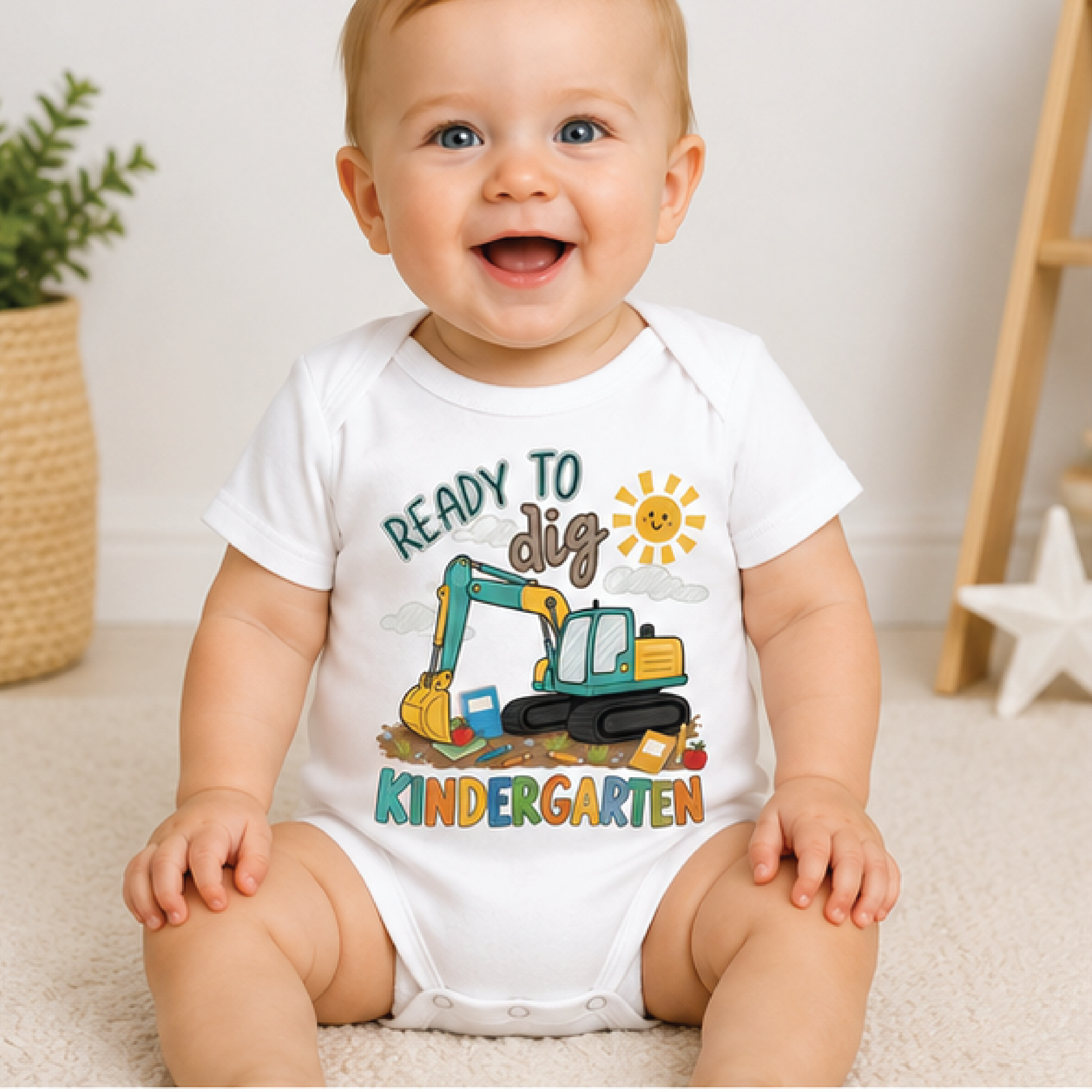 ready to dig kindergarten shirt, excavator toddler tee, construction back to school shirt, first day kindergarten outfit