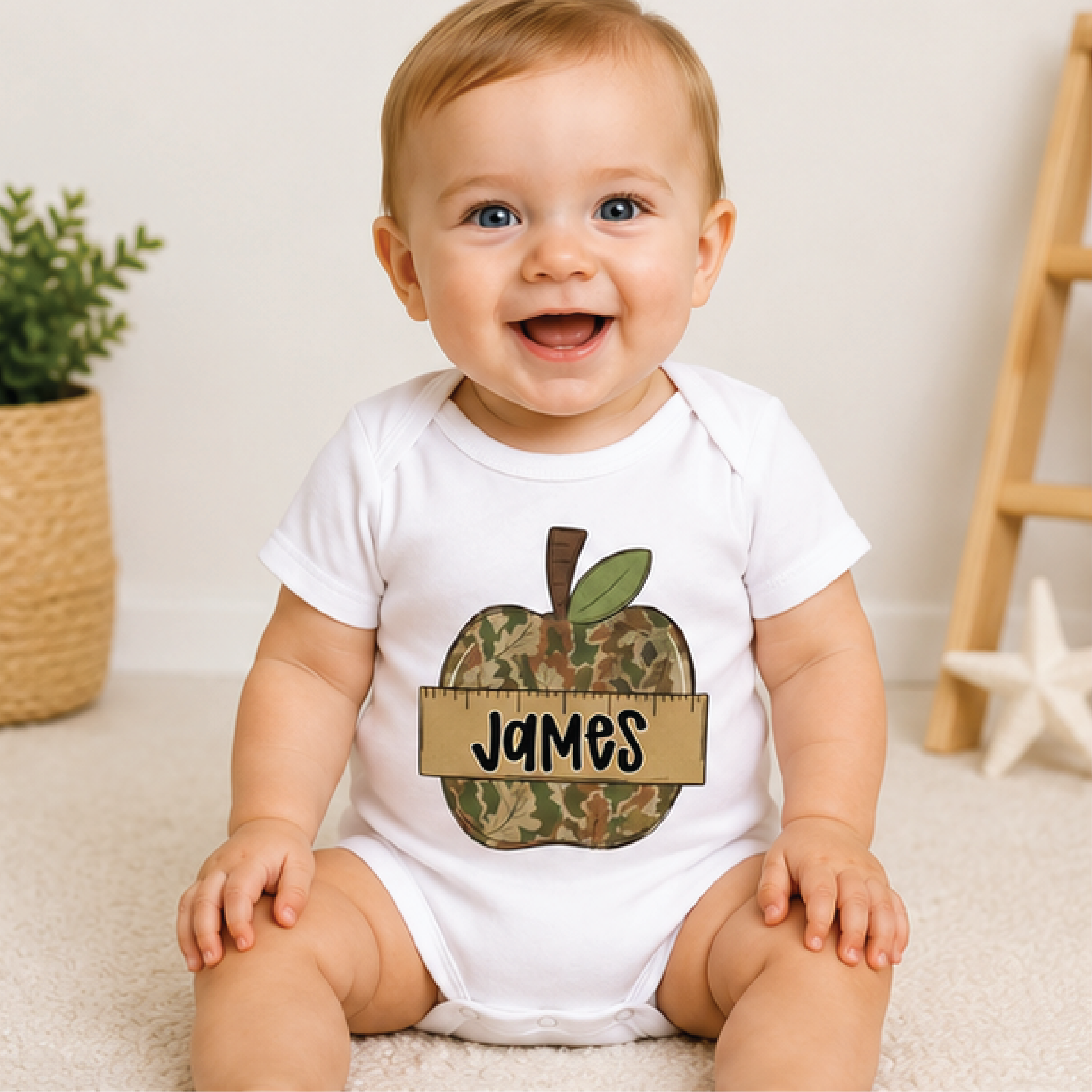 personalized camo apple kids shirt, custom name back to school toddler tee, camouflage apple first day school outfit