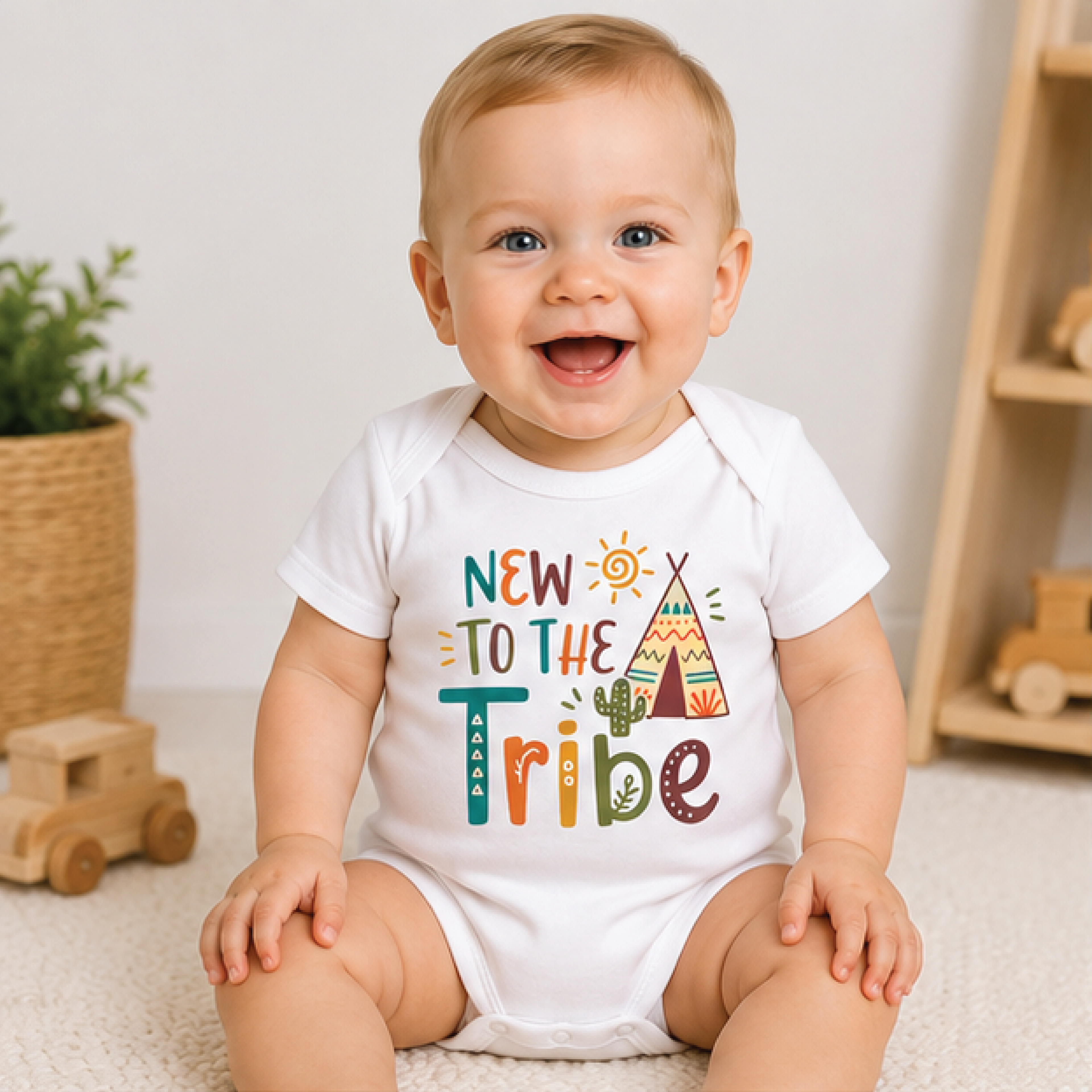 new to the tribe baby bodysuit, boho baby onesie, cute tribal newborn outfit, bohemian baby shower gift for new parents