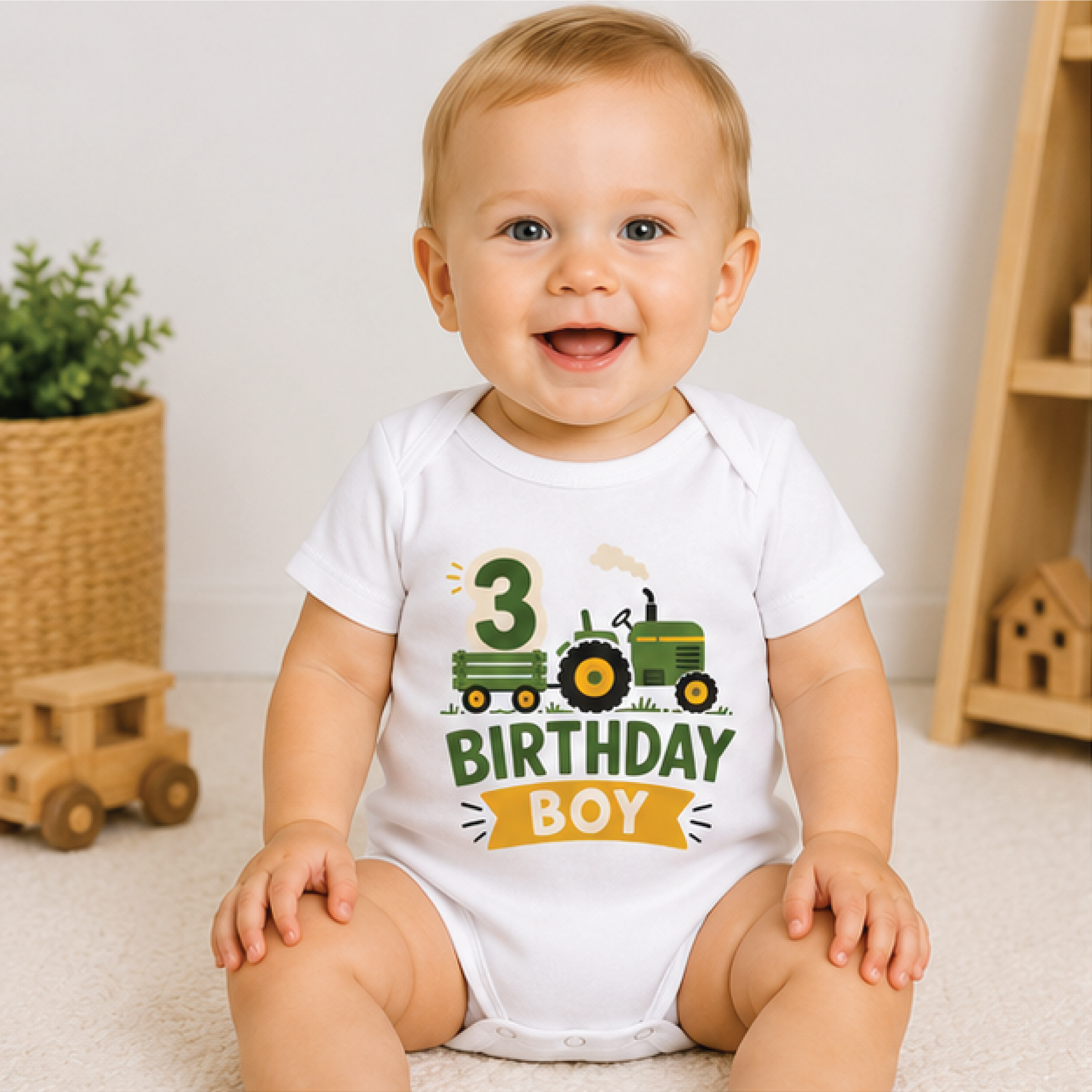 3rd birthday tractor shirt, farm birthday boy toddler tee, three year old tractor kids shirt, farmer birthday party outf