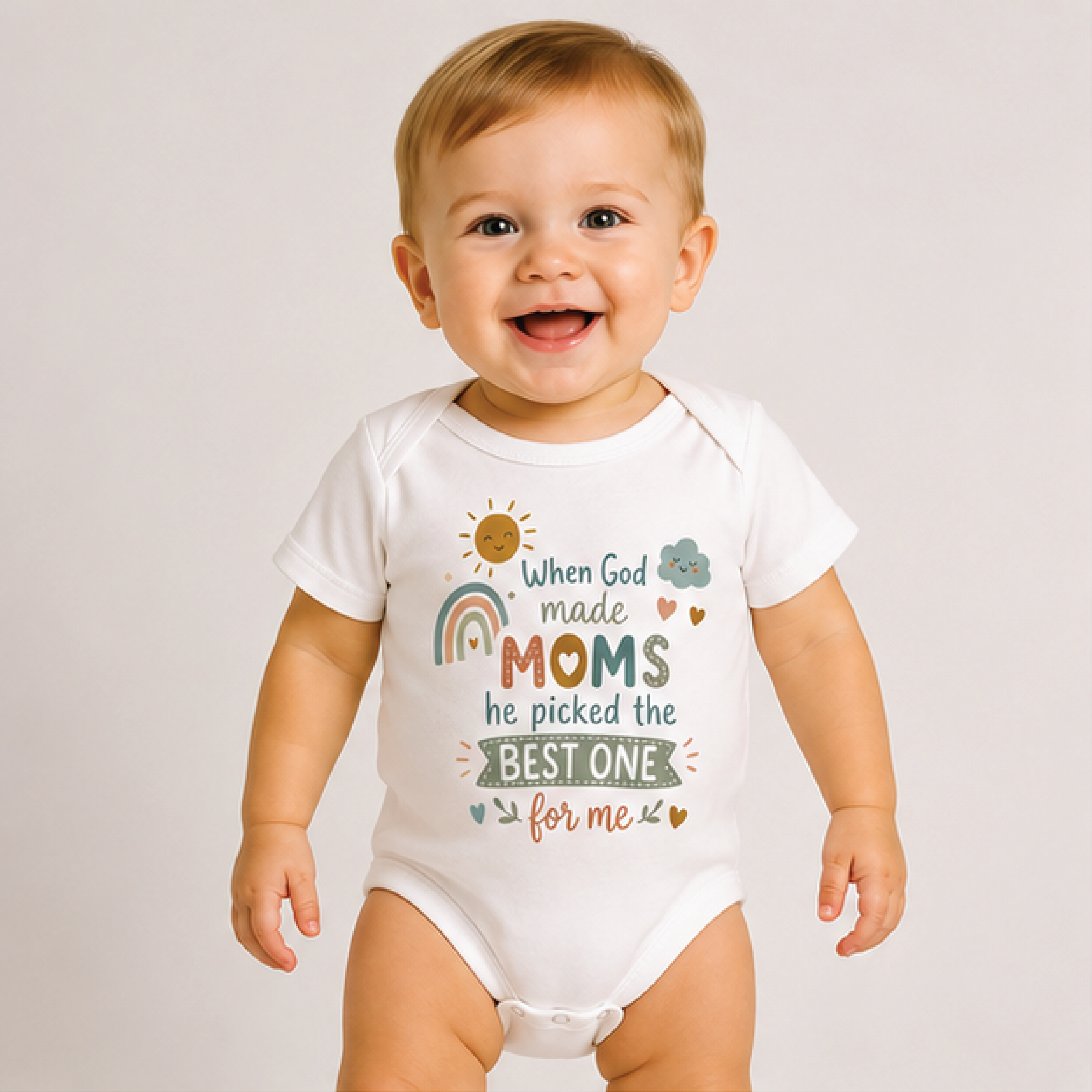 when god made moms baby bodysuit, christian baby onesie, cute faith newborn outfit, mothers day baby gift for mom