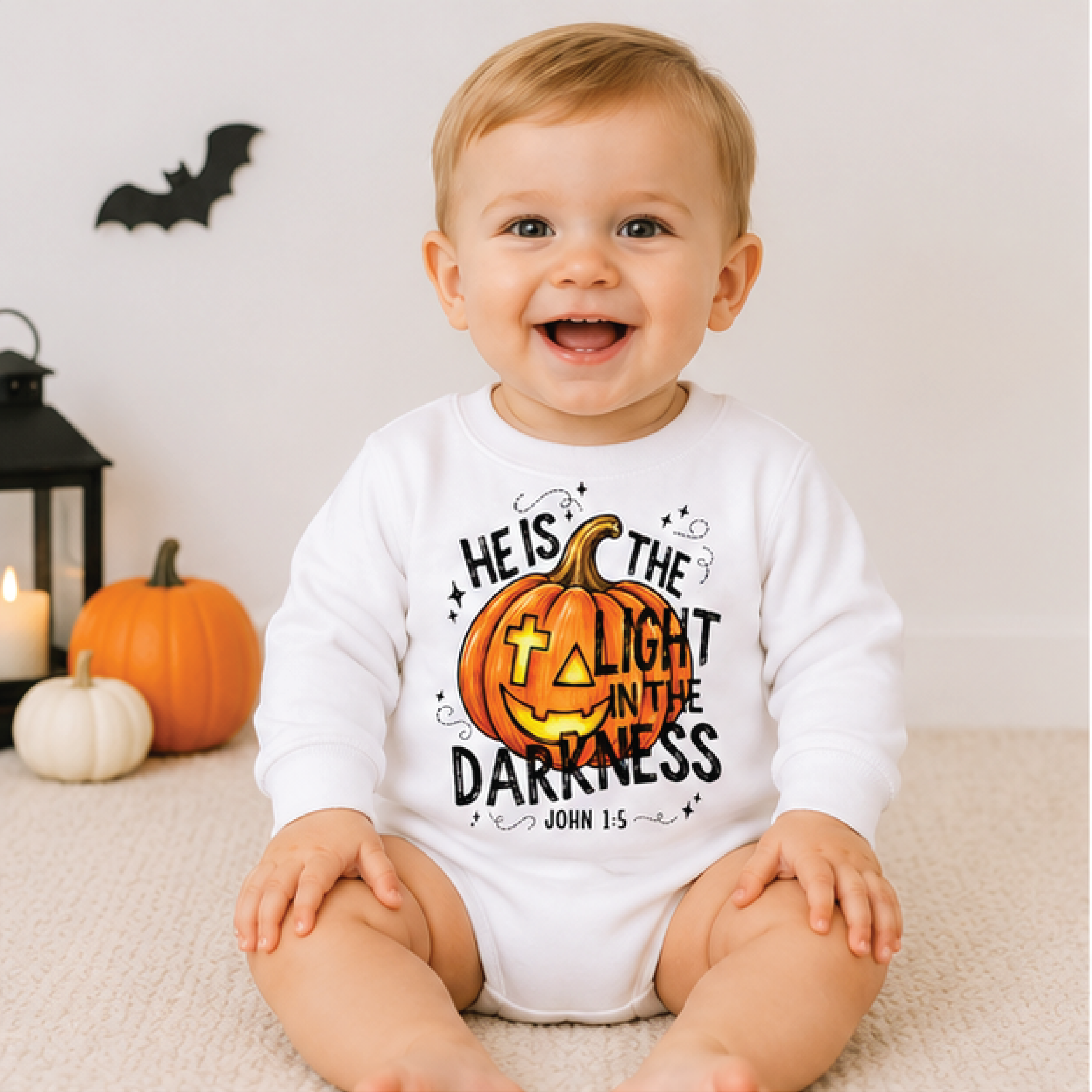he is the light in the darkness kids shirt, christian halloween toddler tee, faith based ghost shirt, jesus halloween ou