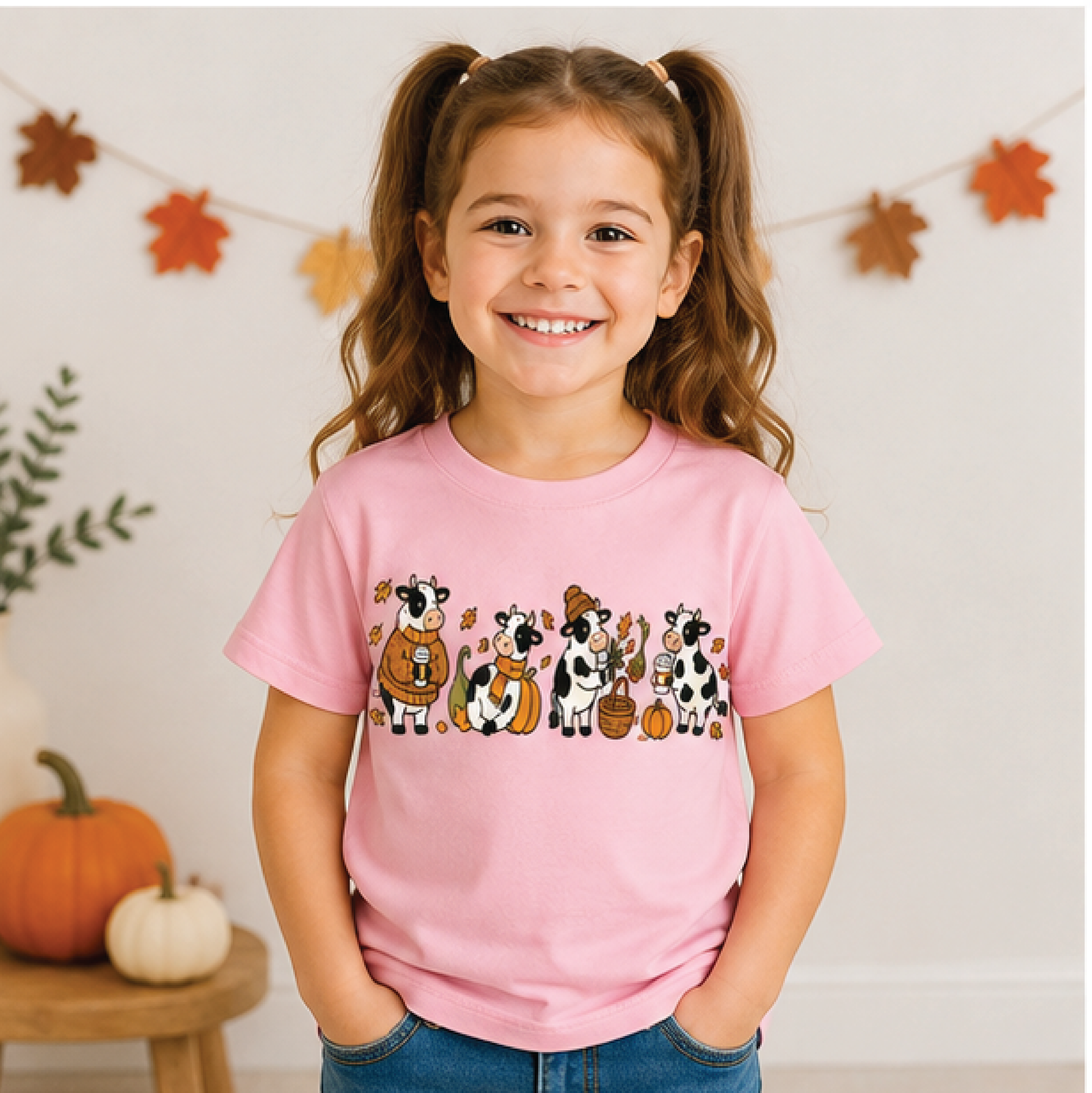 vintage fall cow kids shirt, autumn cow toddler tee, pumpkin patch farm shirt, cozy country thanksgiving kids outfit