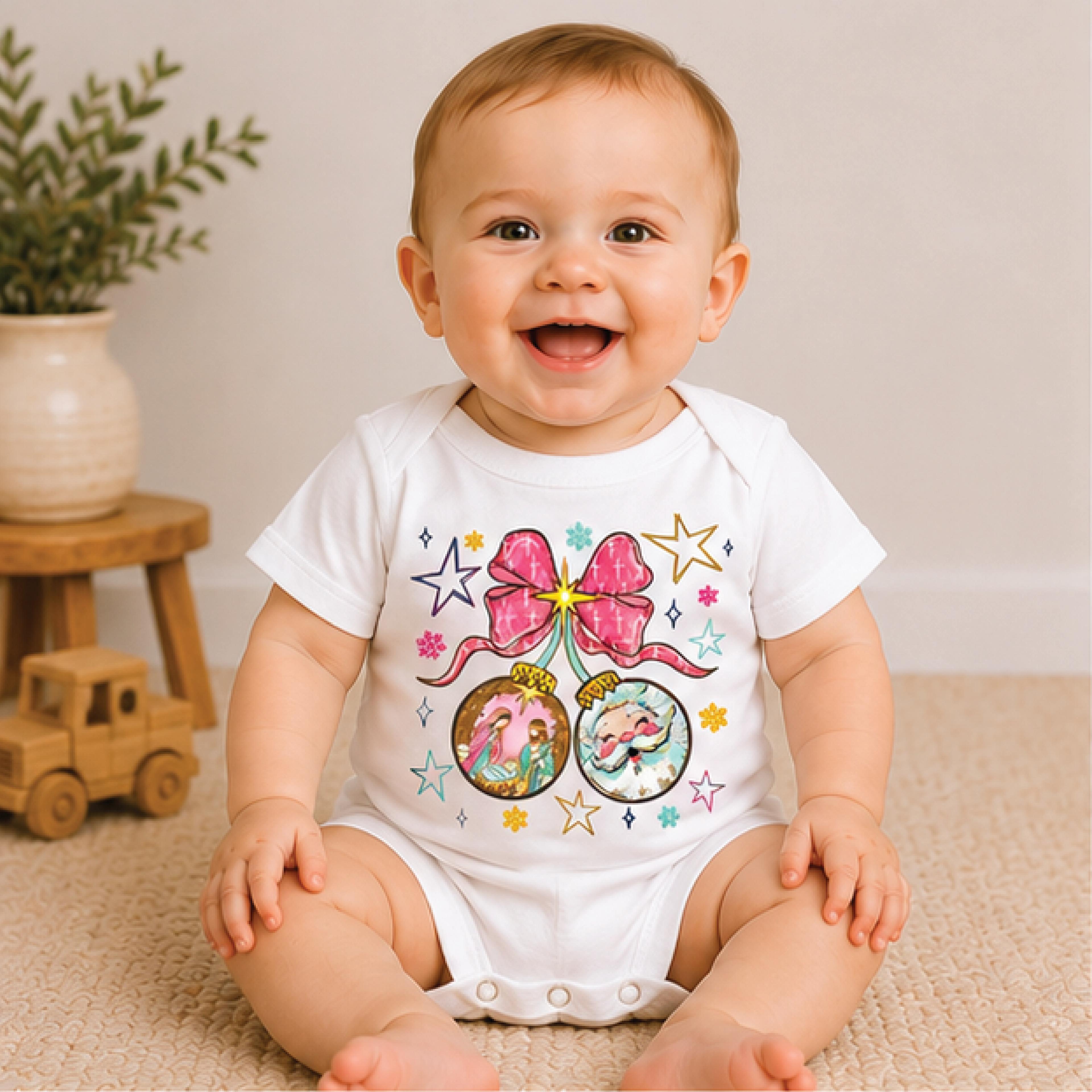 nativity coquette christmas kids shirt, christian bow toddler tee, jesus manger holiday shirt, faith based christmas out