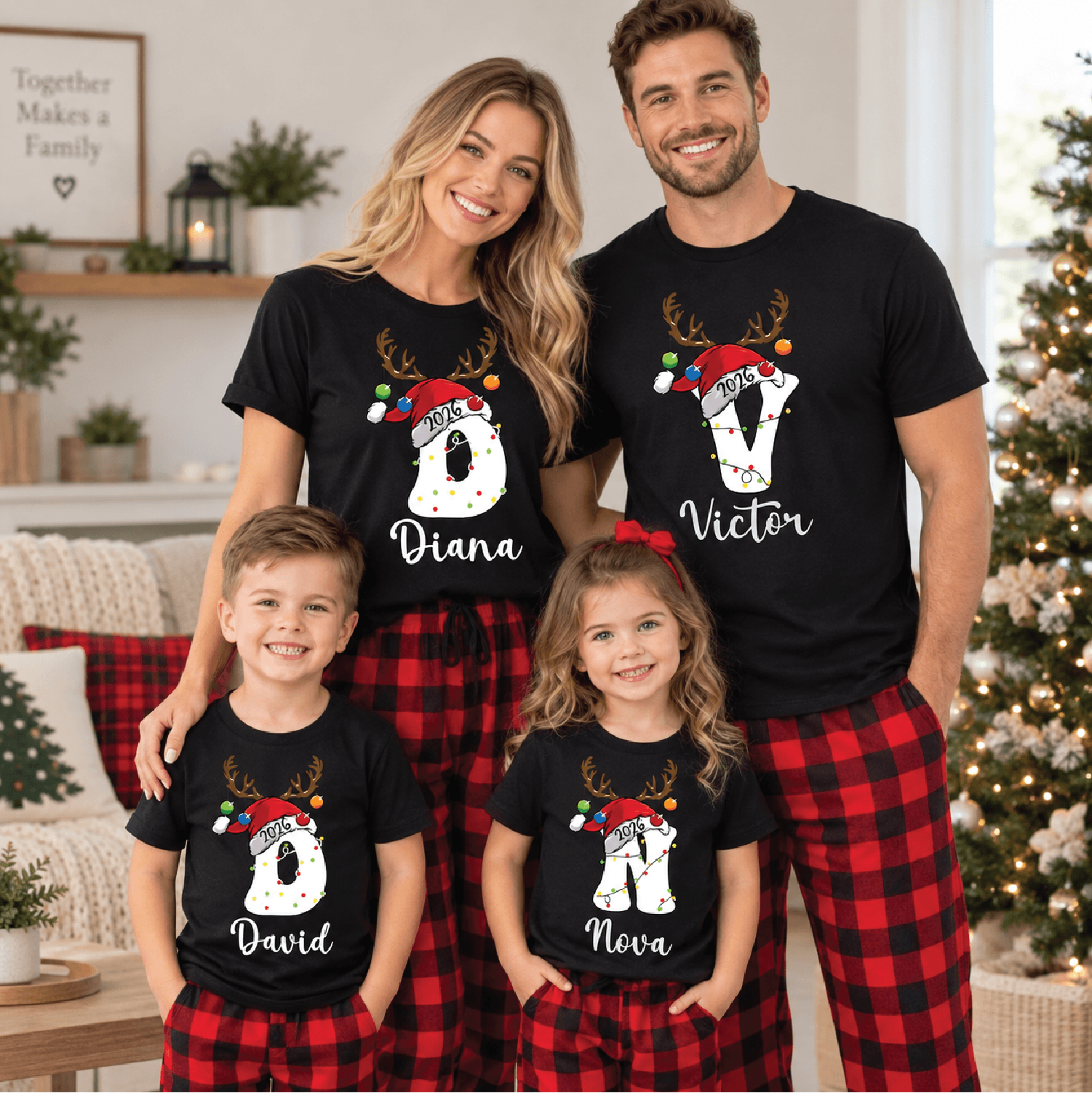 custom christmas family name 2026 shirt, personalized matching family christmas shirts, holiday family outfit, xmas gift