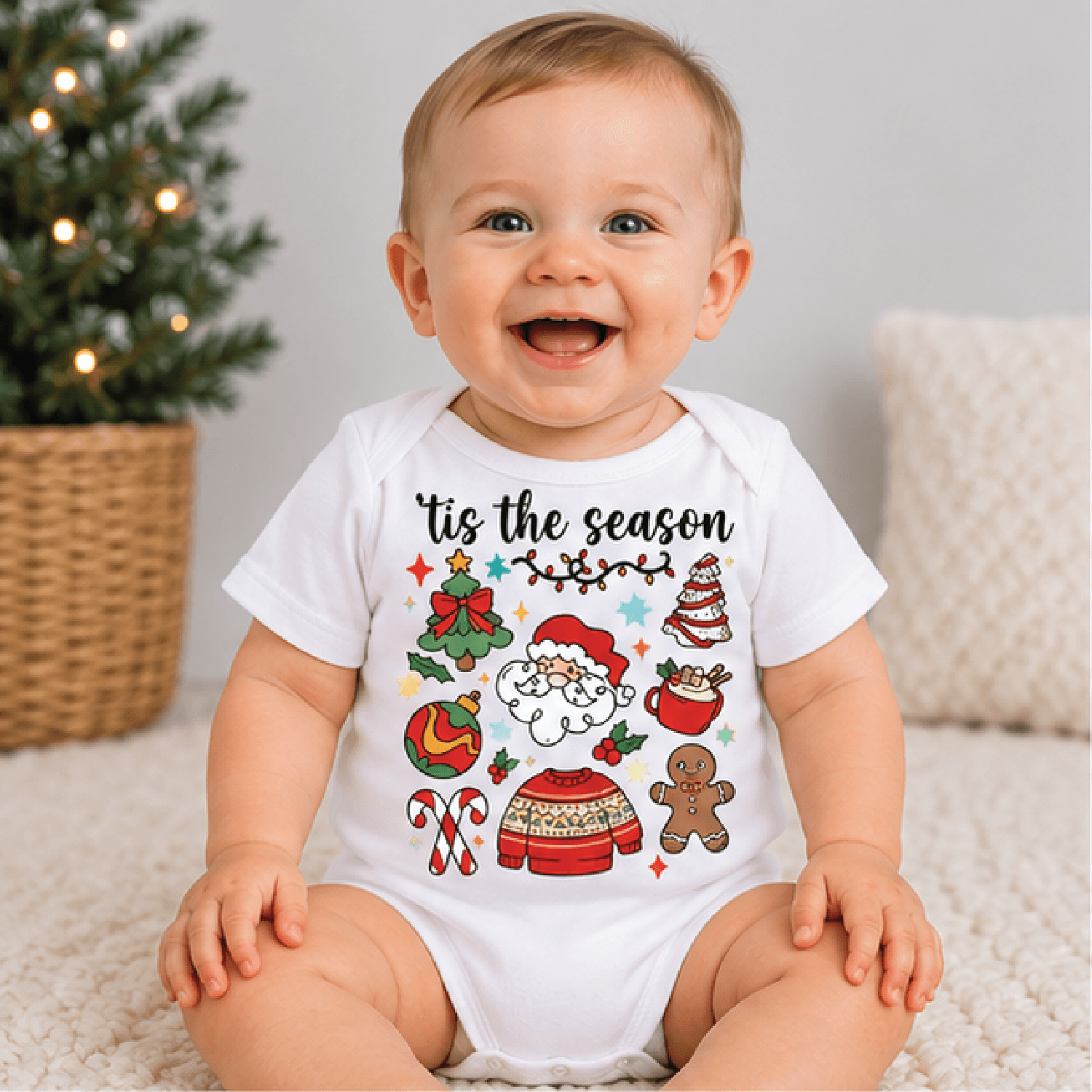 tis the season christmas kids t-shirt, santa holiday toddler tee, christmas doodle shirt, festive baby romper xmas outfi
