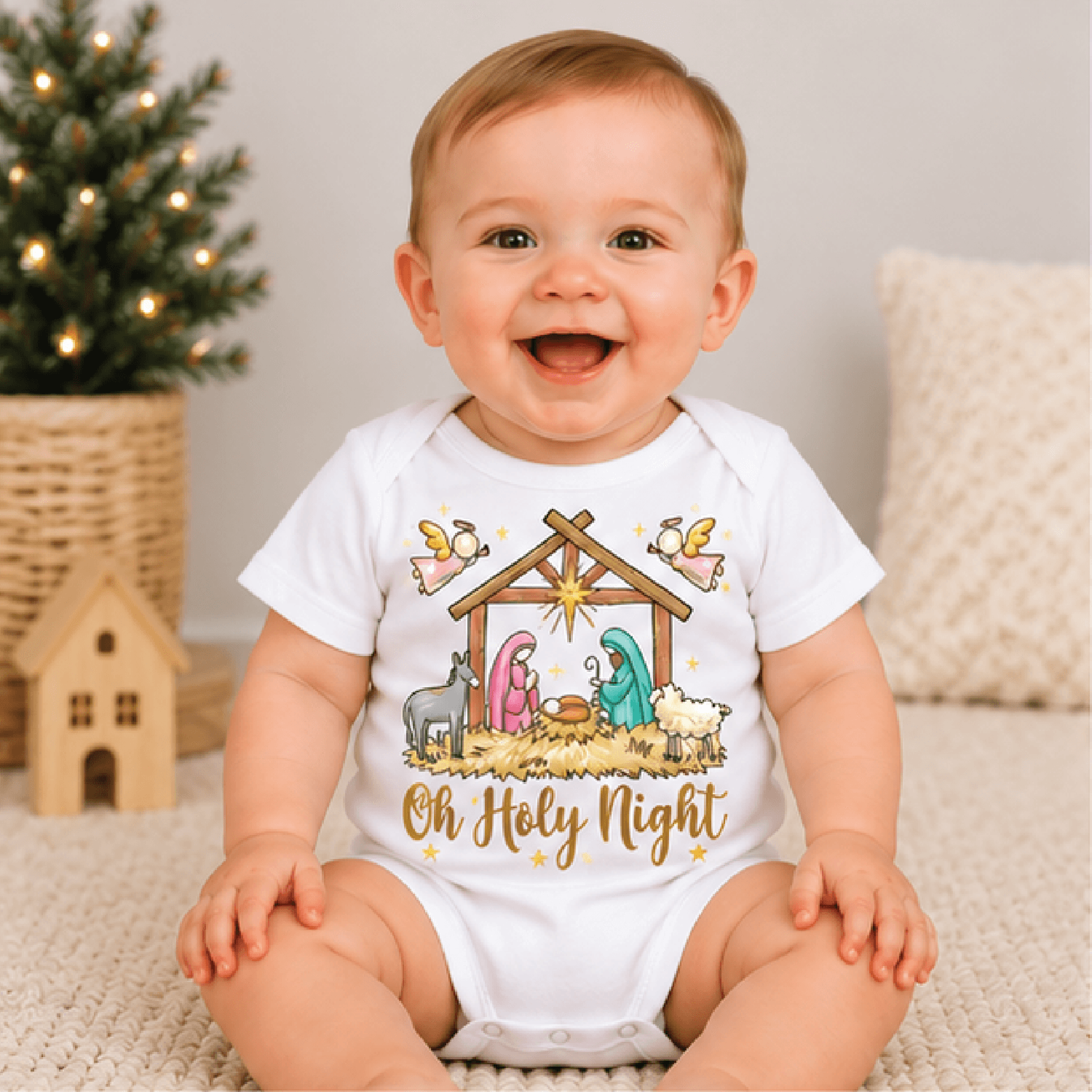 o holy night kids t-shirt, nativity coquette christmas toddler tee, christian jesus holiday shirt, faith baby romper
