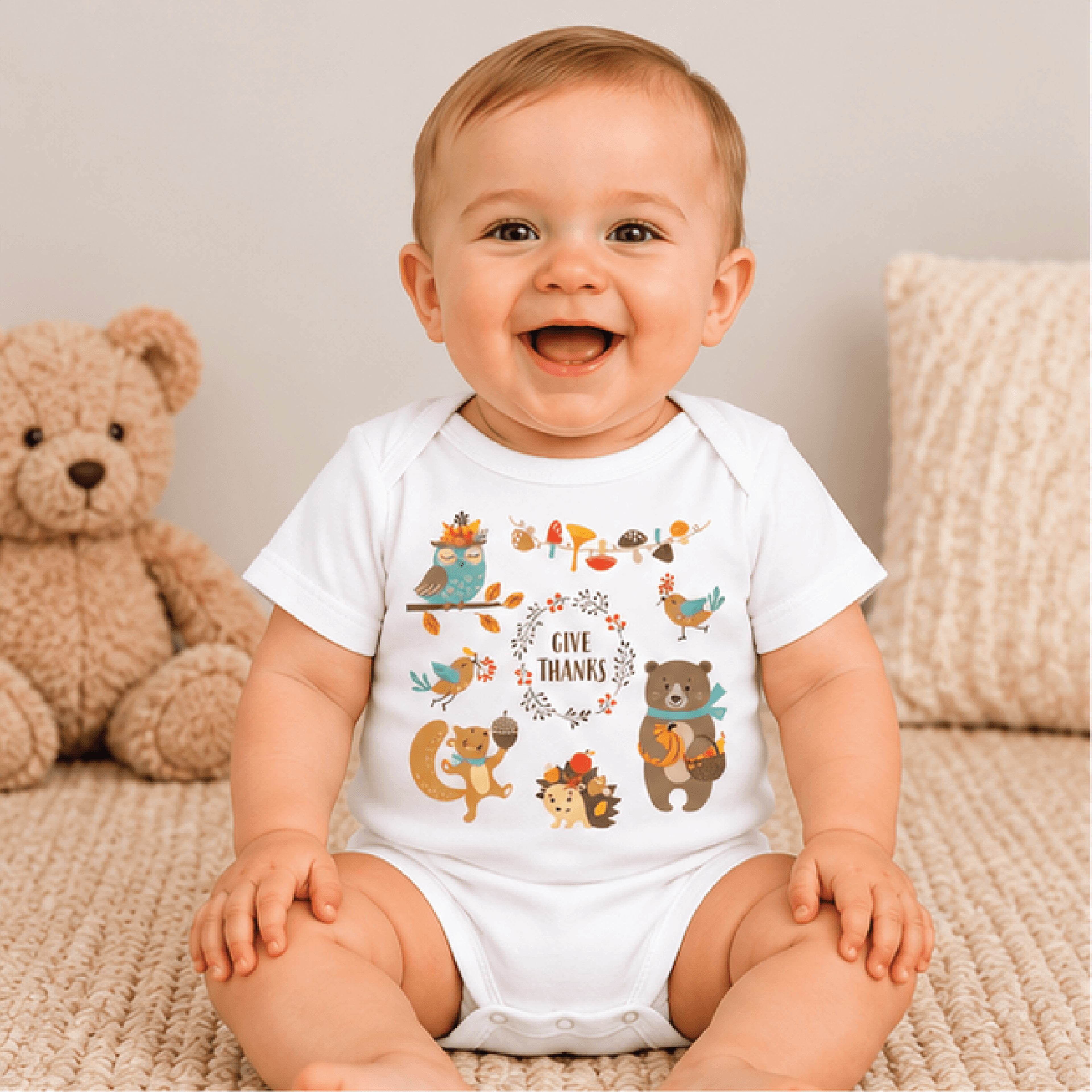 give thanks thanksgiving kids t-shirt, funny retro turkey toddler tee, cute fall kids shirt, thanksgiving baby romper