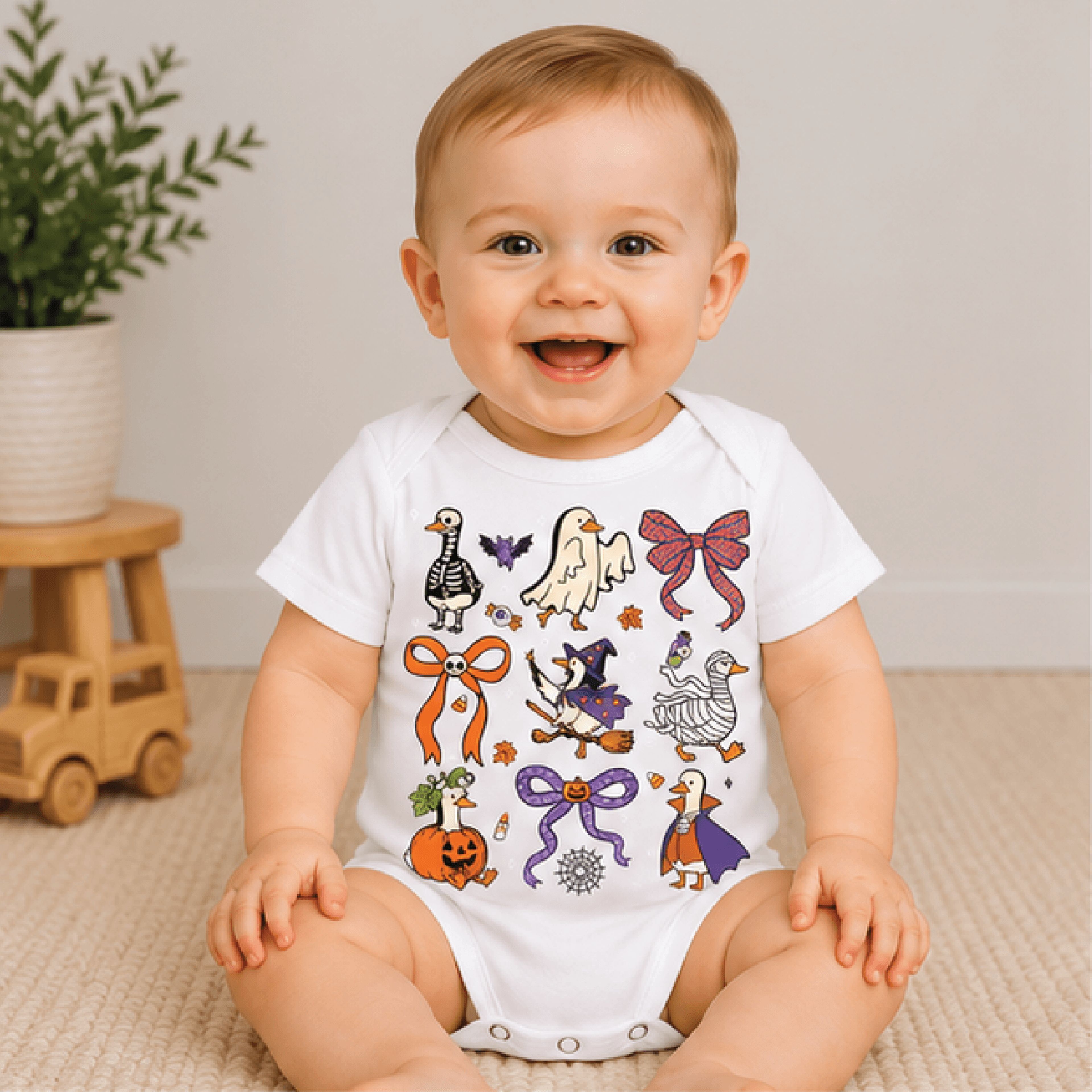 cute halloween goose kids t-shirt, spooky goose toddler tee, pumpkin goose fall shirt, halloween baby romper