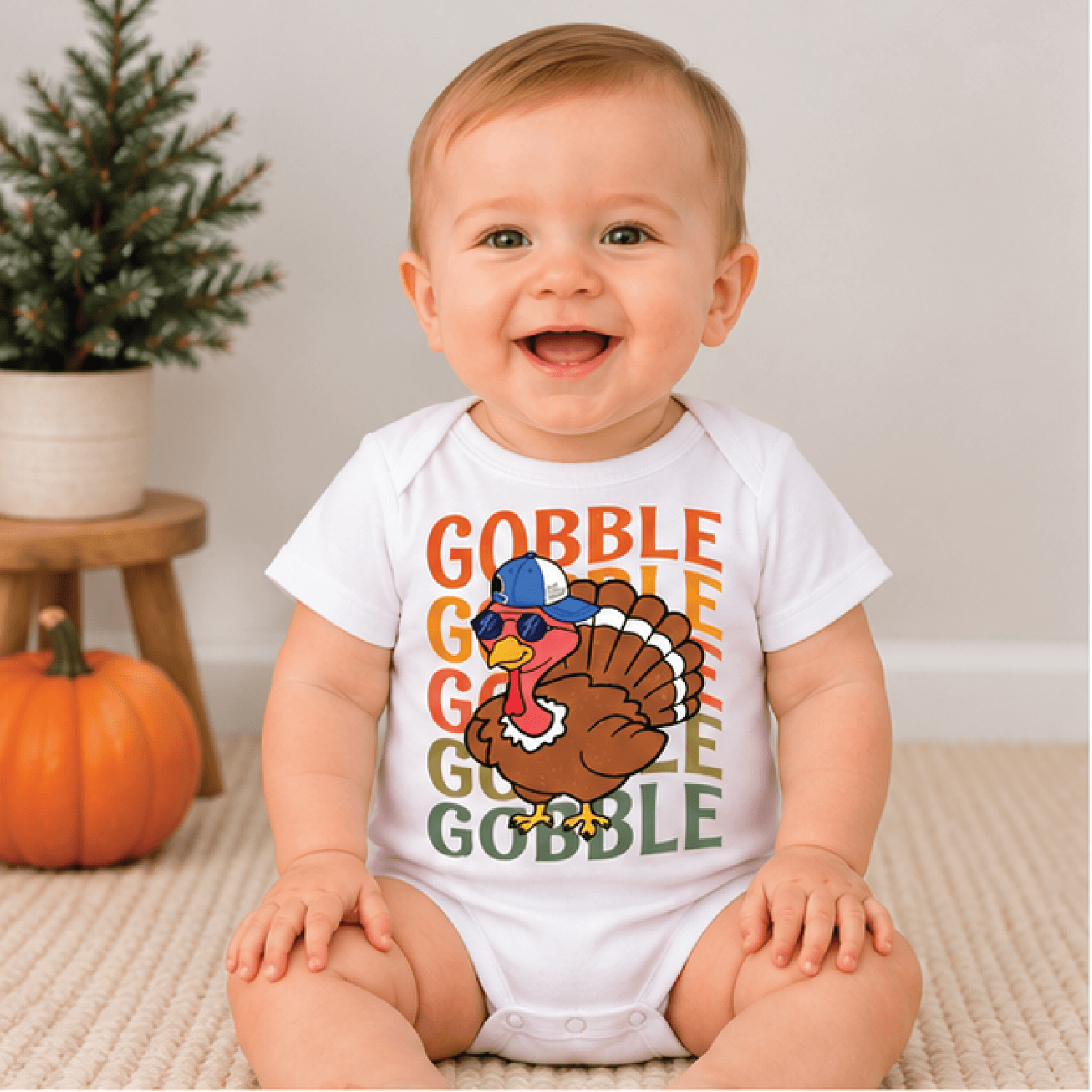 gobble gobble turkey kids t-shirt, thanksgiving toddler tee, cute retro turkey shirt, fall baby romper thanksgiving outf