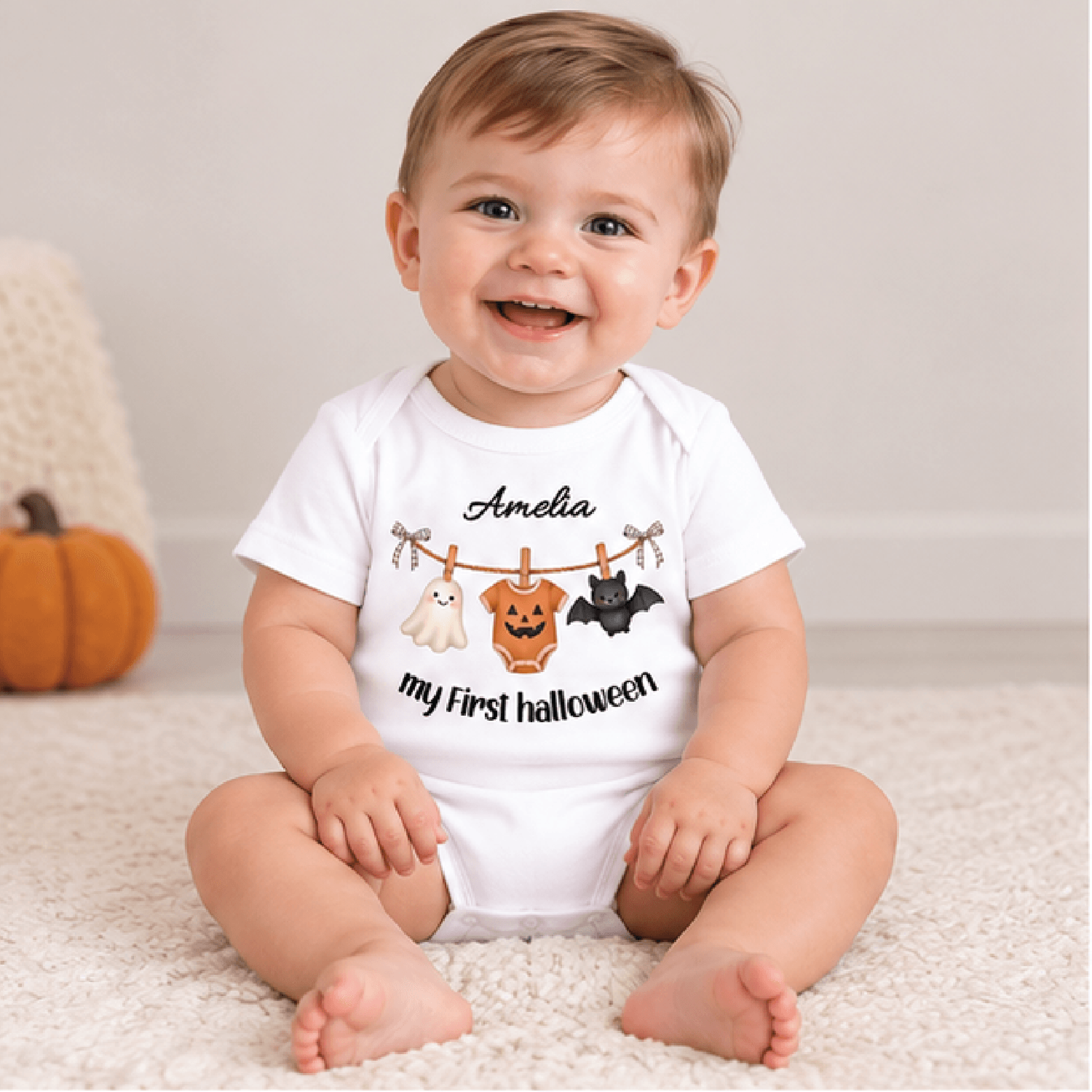personalized my first halloween baby romper, custom name ghost pumpkin romper, spooky baby t-shirt, first halloween gift