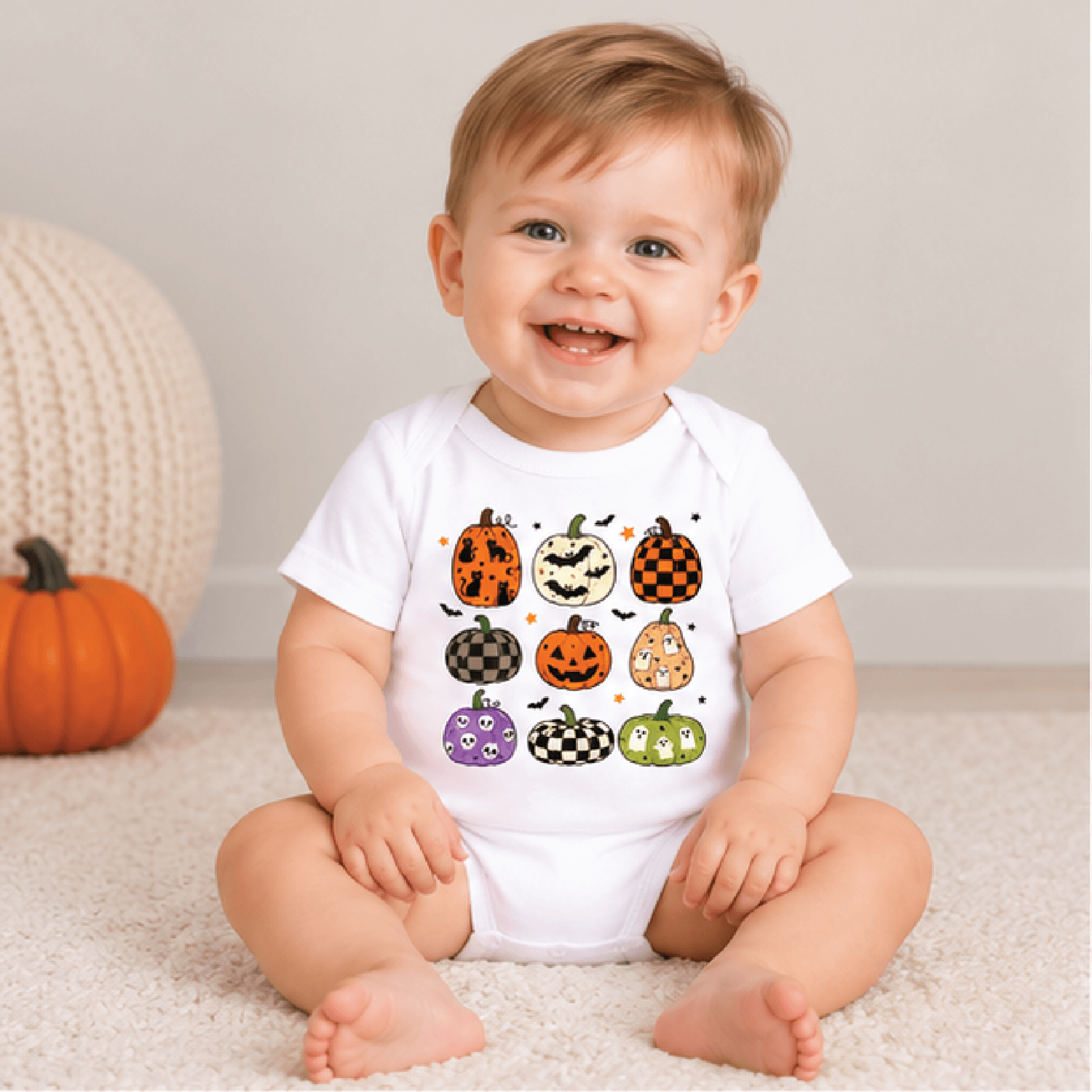 colorful pumpkins kids t-shirt, halloween pumpkin toddler tee, spooky ghost cat shirt, pumpkin season baby romper