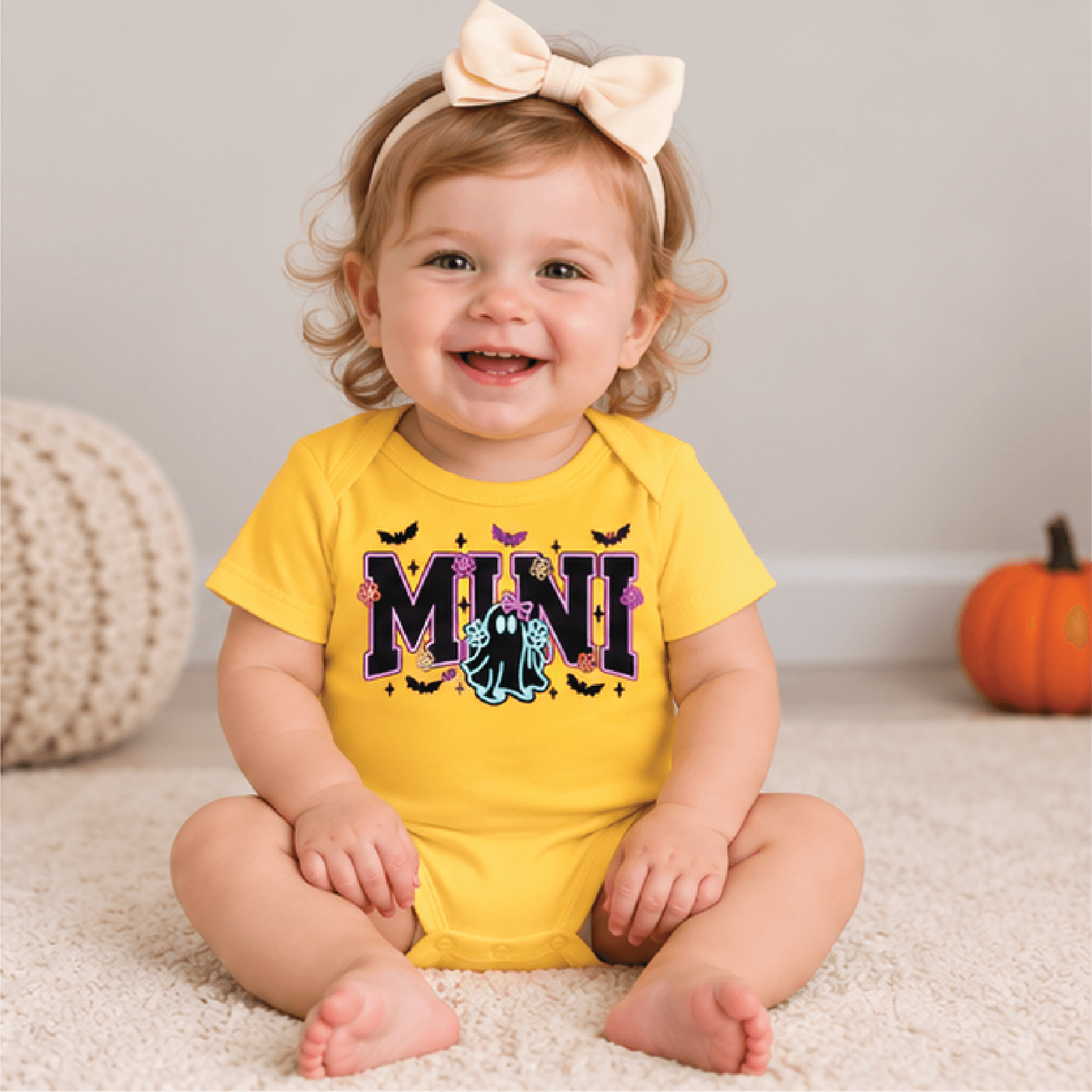 mini ghost halloween kids t-shirt, coquette ghost girls tee, cute spooky season toddler shirt, halloween baby romper