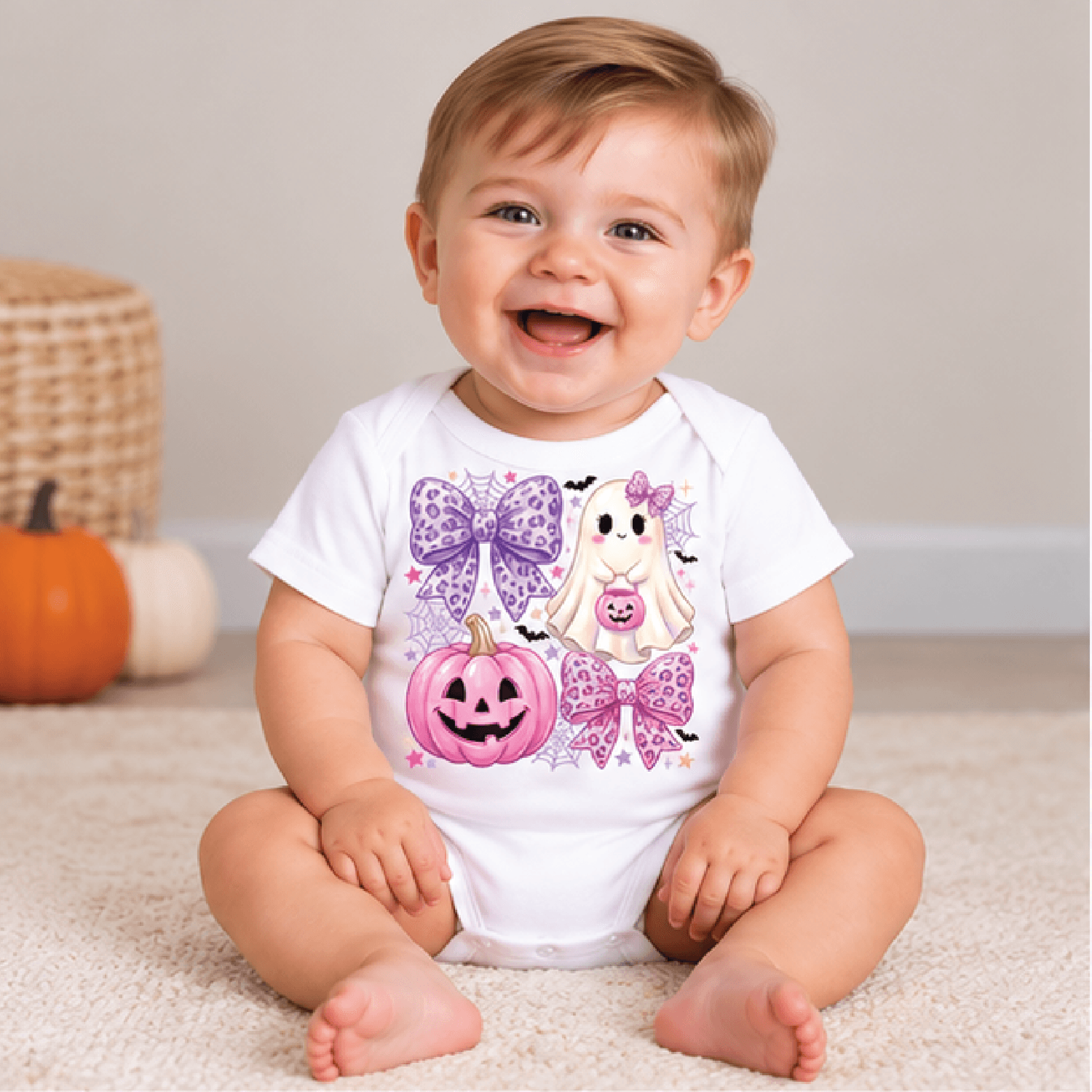 pink ghost halloween girls t-shirt, leopard bow pumpkin toddler tee, cute spooky kids shirt, halloween baby romper