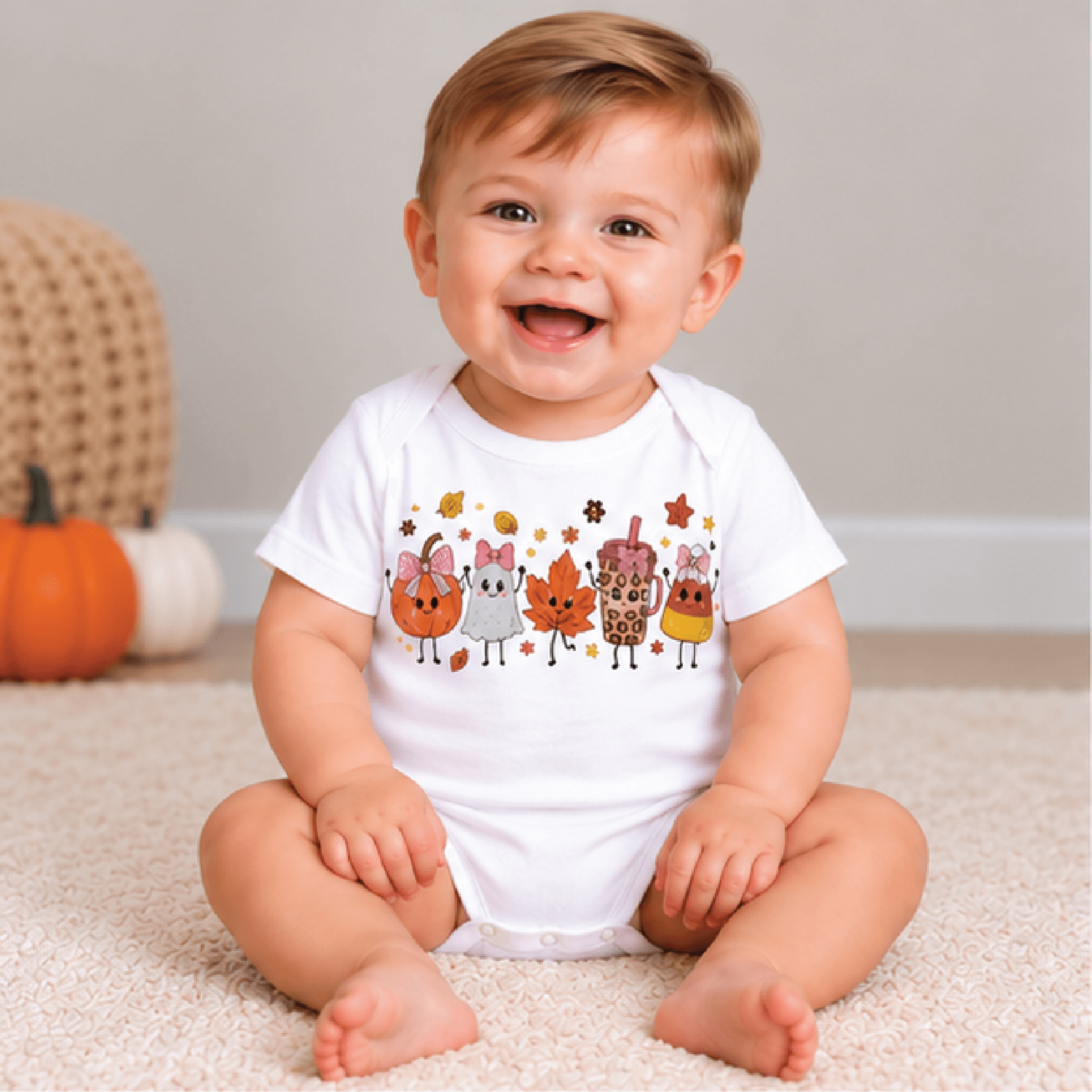 retro fall vibes kids t-shirt, coquette bow pumpkin toddler tee, smiling ghost shirt, cute fall baby romper