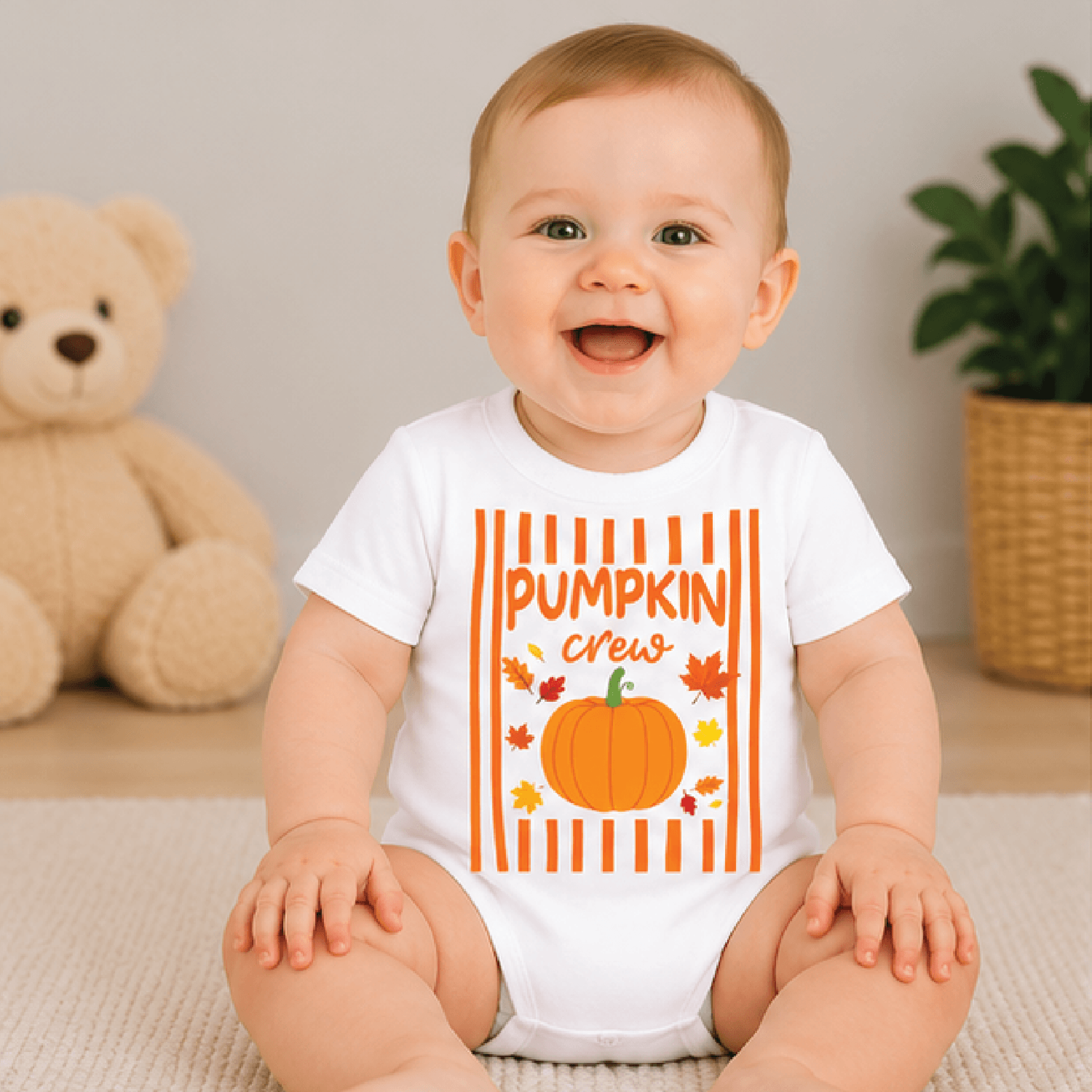 personalized pumpkin crew kids t-shirt, custom name cousin tee, matching thanksgiving shirt, cute fall baby romper